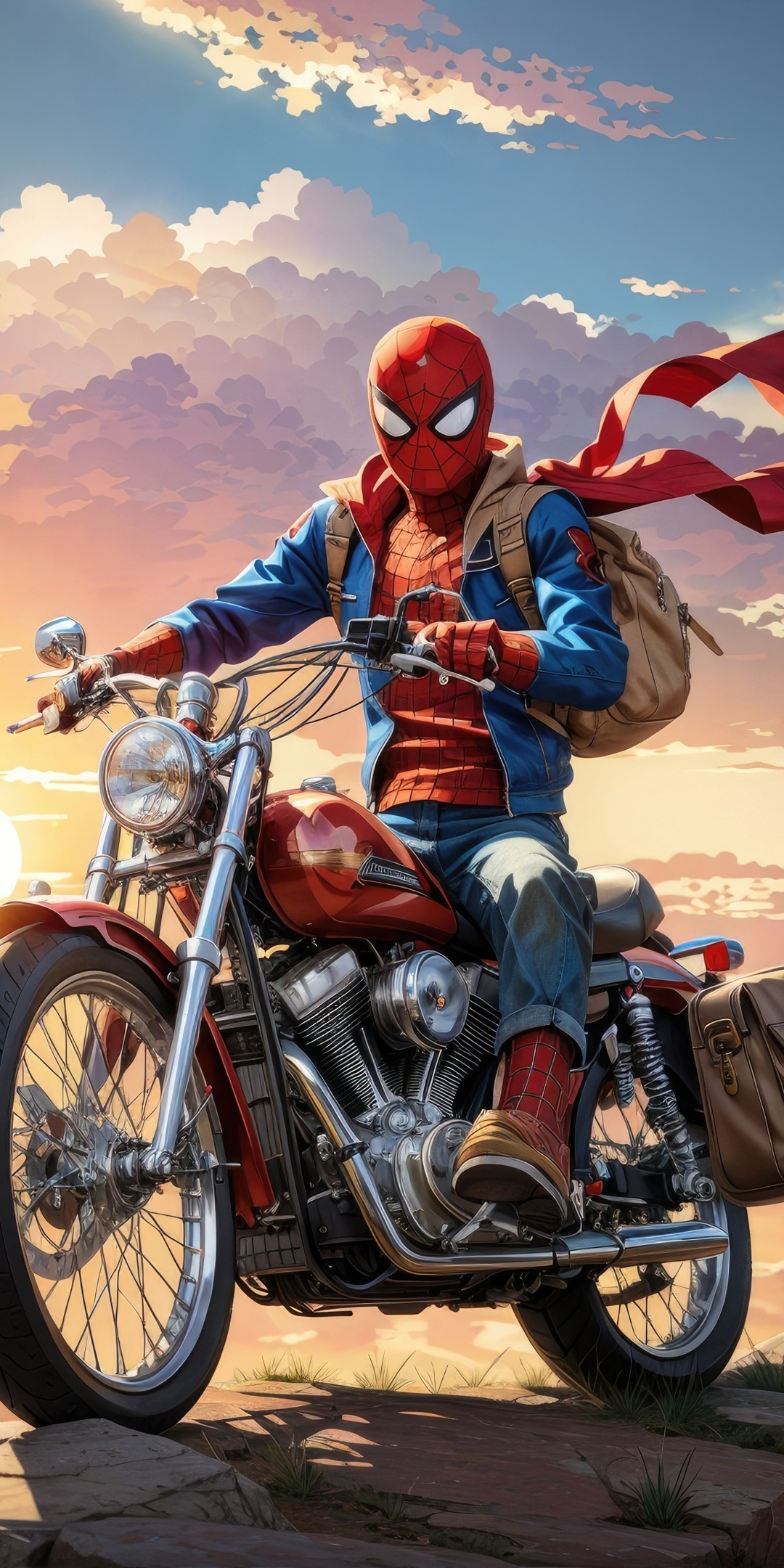 Bike Ride, spider-man, adventure on Bike, 1080x2160 wallpaper
