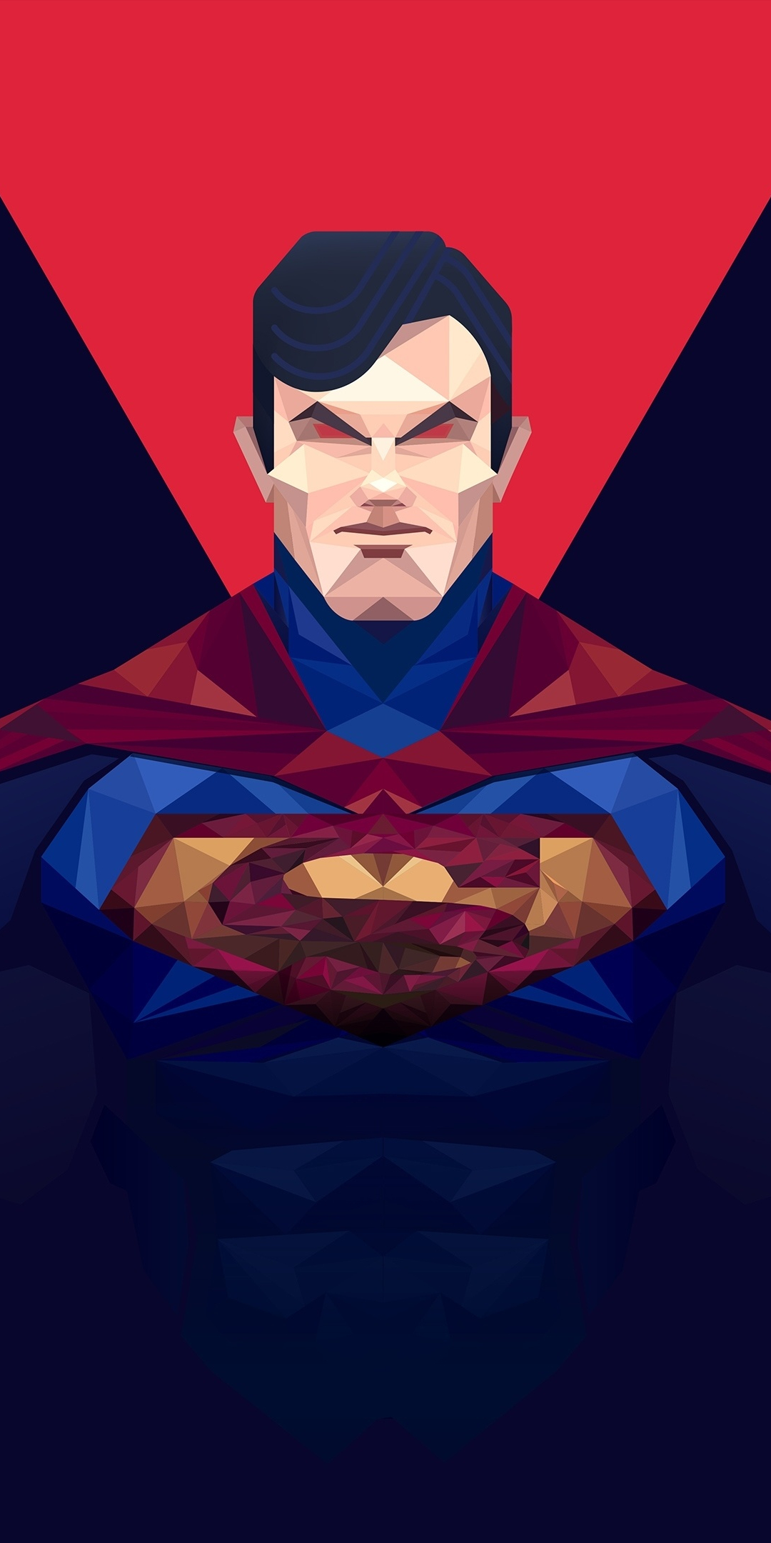 Low poly, man of steel, superman, art, 1080x2160 wallpaper