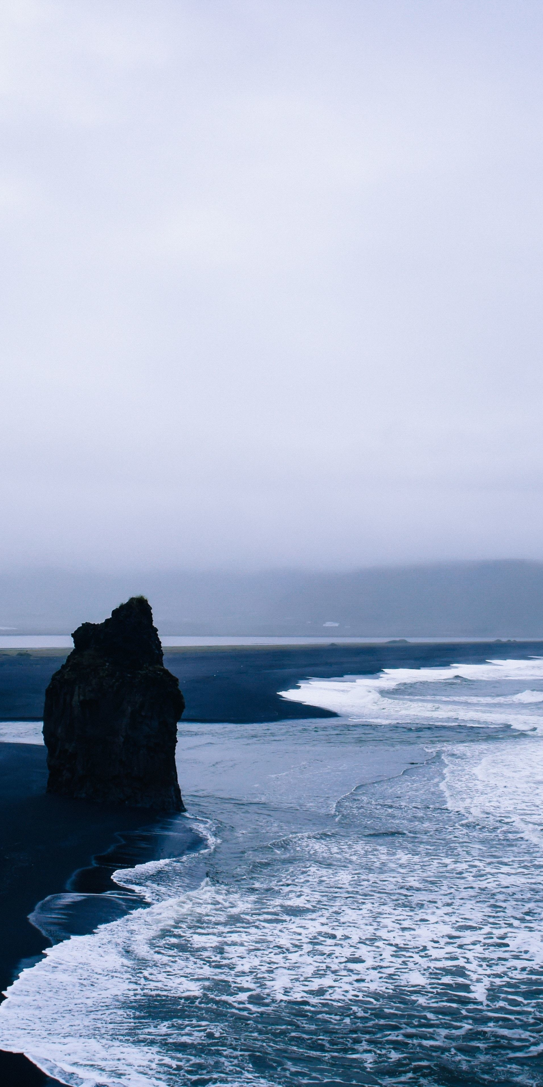 Beach, blue-dark, sea waves, sea, nature, Iceland, 1080x2160 wallpaper
