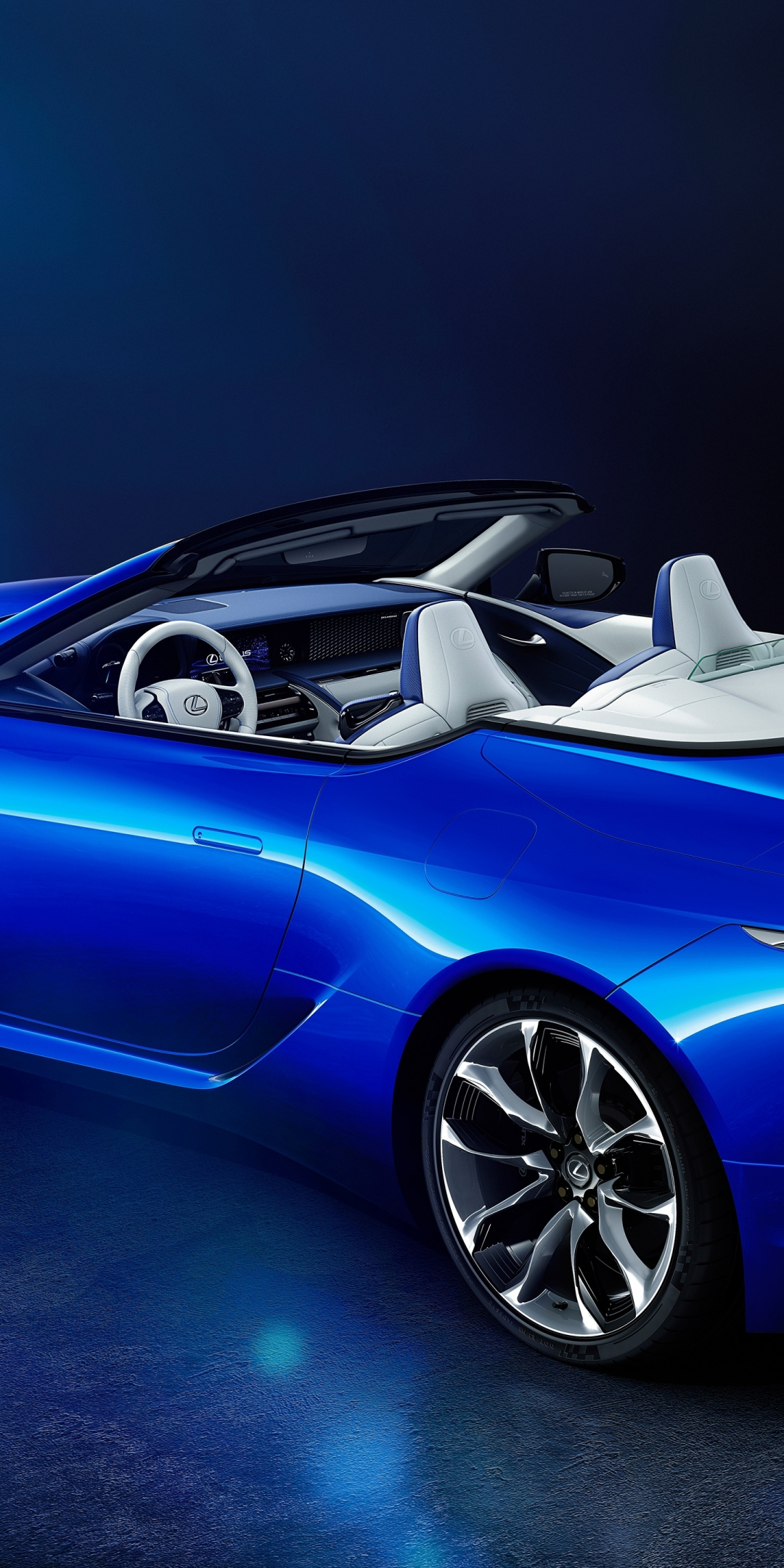 Convertible car, blue Lexus LC 500, 1080x2160 wallpaper