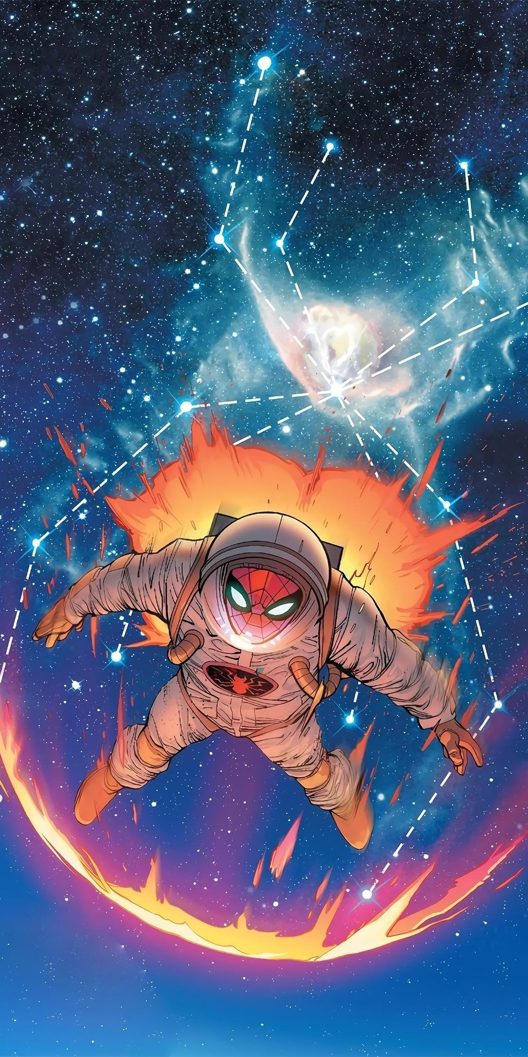 Spider-man, astronaut suit, dive, art, 1080x2160 wallpaper