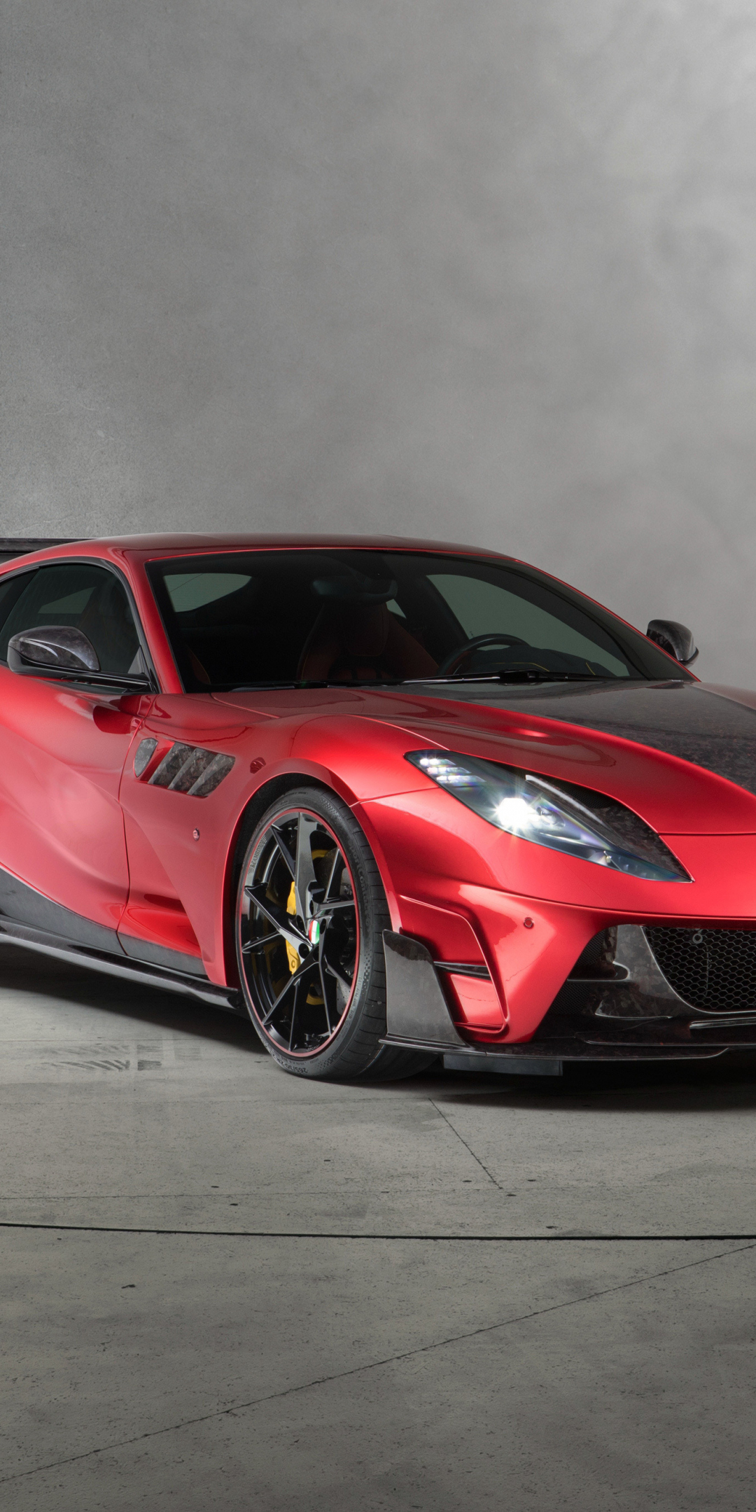 Mansory STALLONE F12, red sports car, 2018, front, 1080x2160 wallpaper