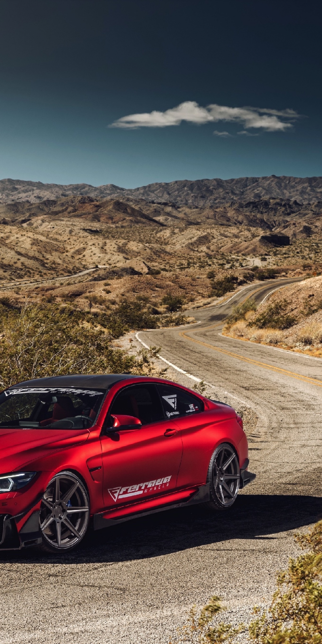 Red, BMW M4, luxury car, outdoor, landscape, 1080x2160 wallpaper