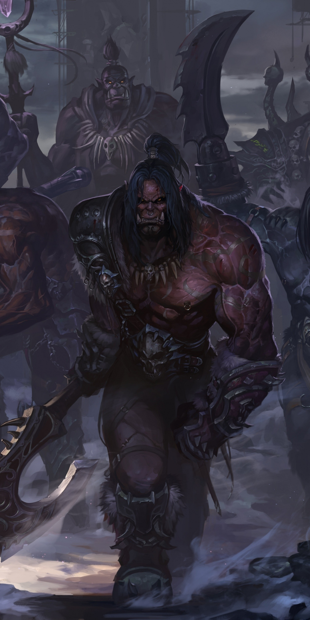 World of Warcraft, orks, warrior, art, 1080x2160 wallpaper