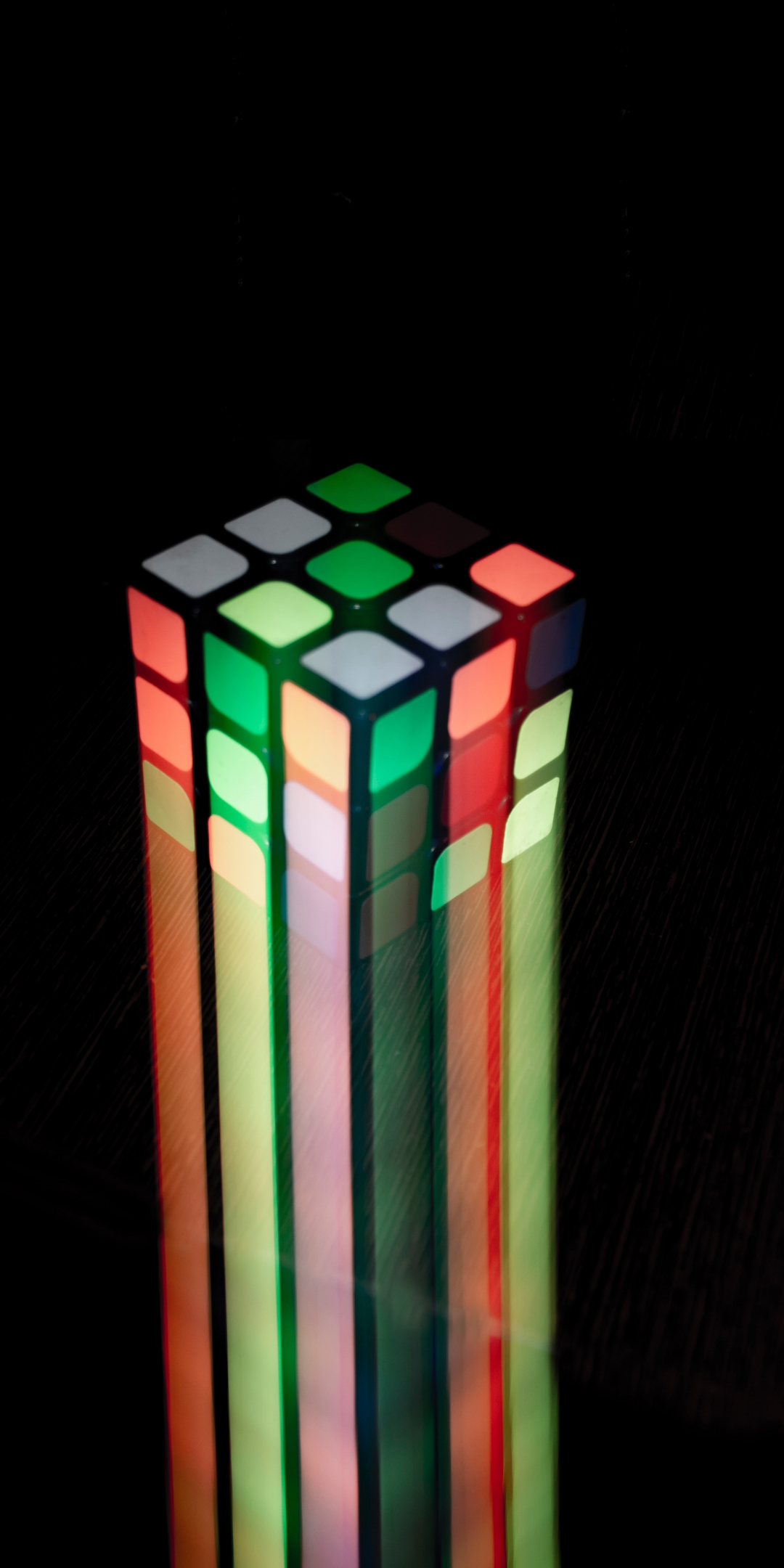 Rubik's cube, colorful, light trail, 1080x2160 wallpaper