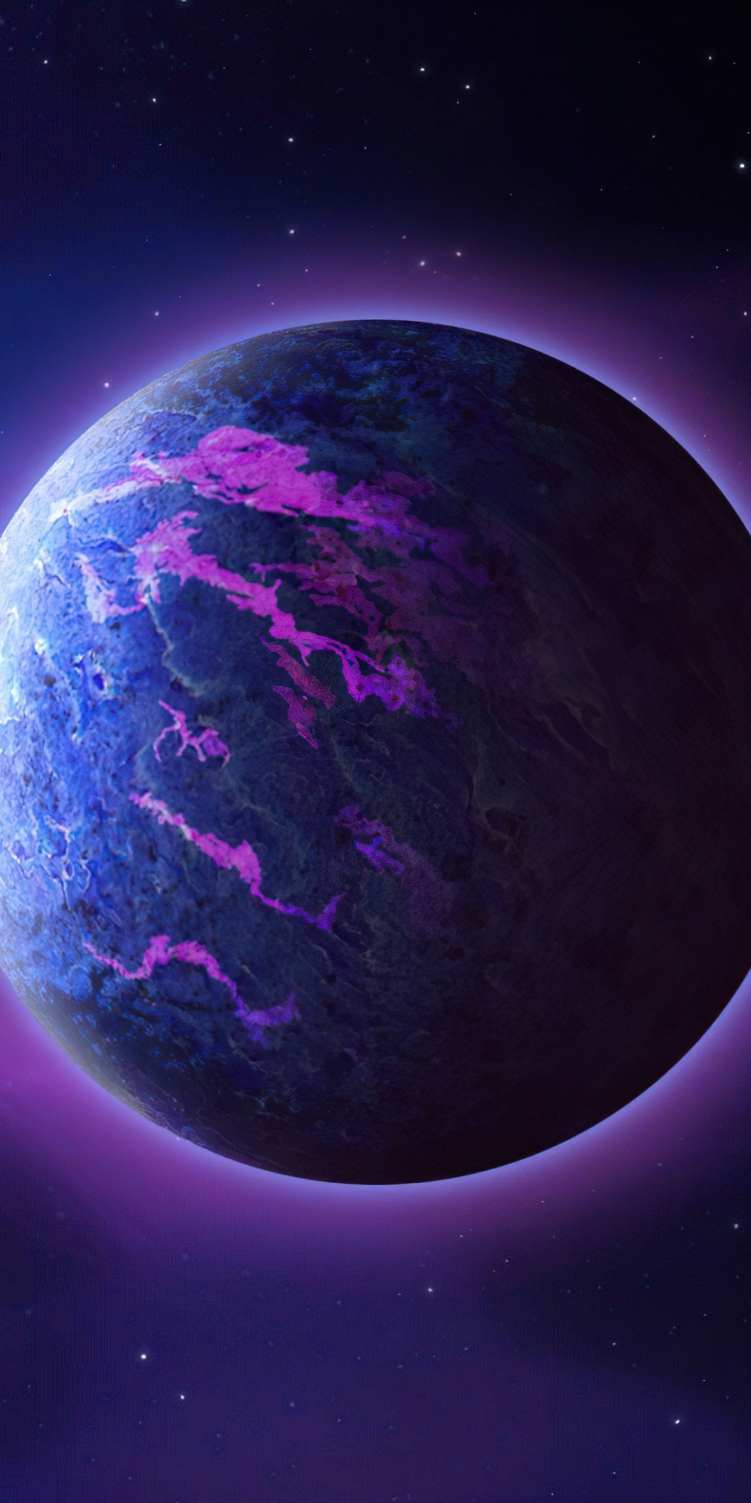 Blue-violet planet, fantasy, 1080x2160 wallpaper