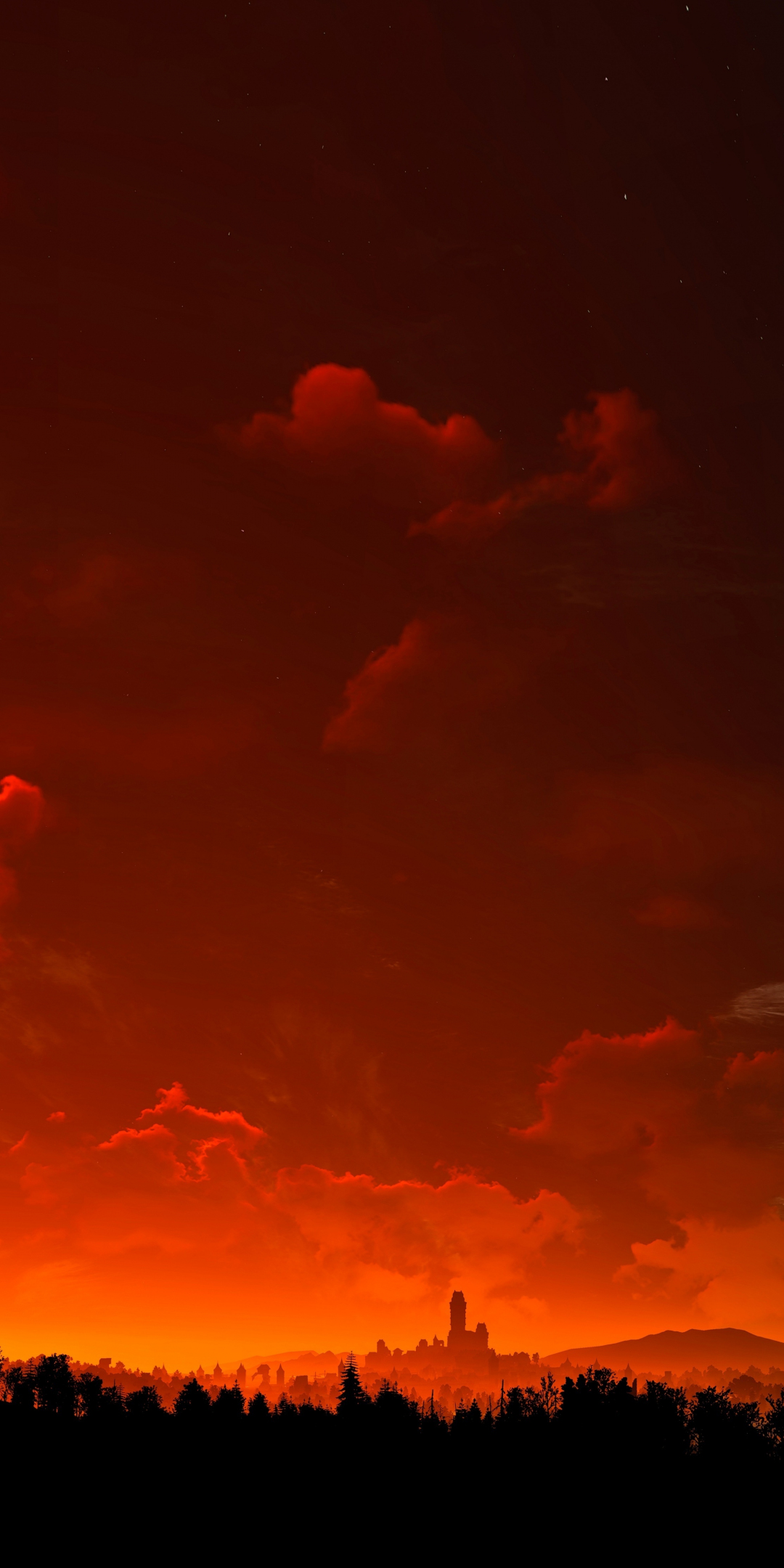 Clouds, sunset, sky, The Witcher 3: Wild Hunt, 1080x2160 wallpaper