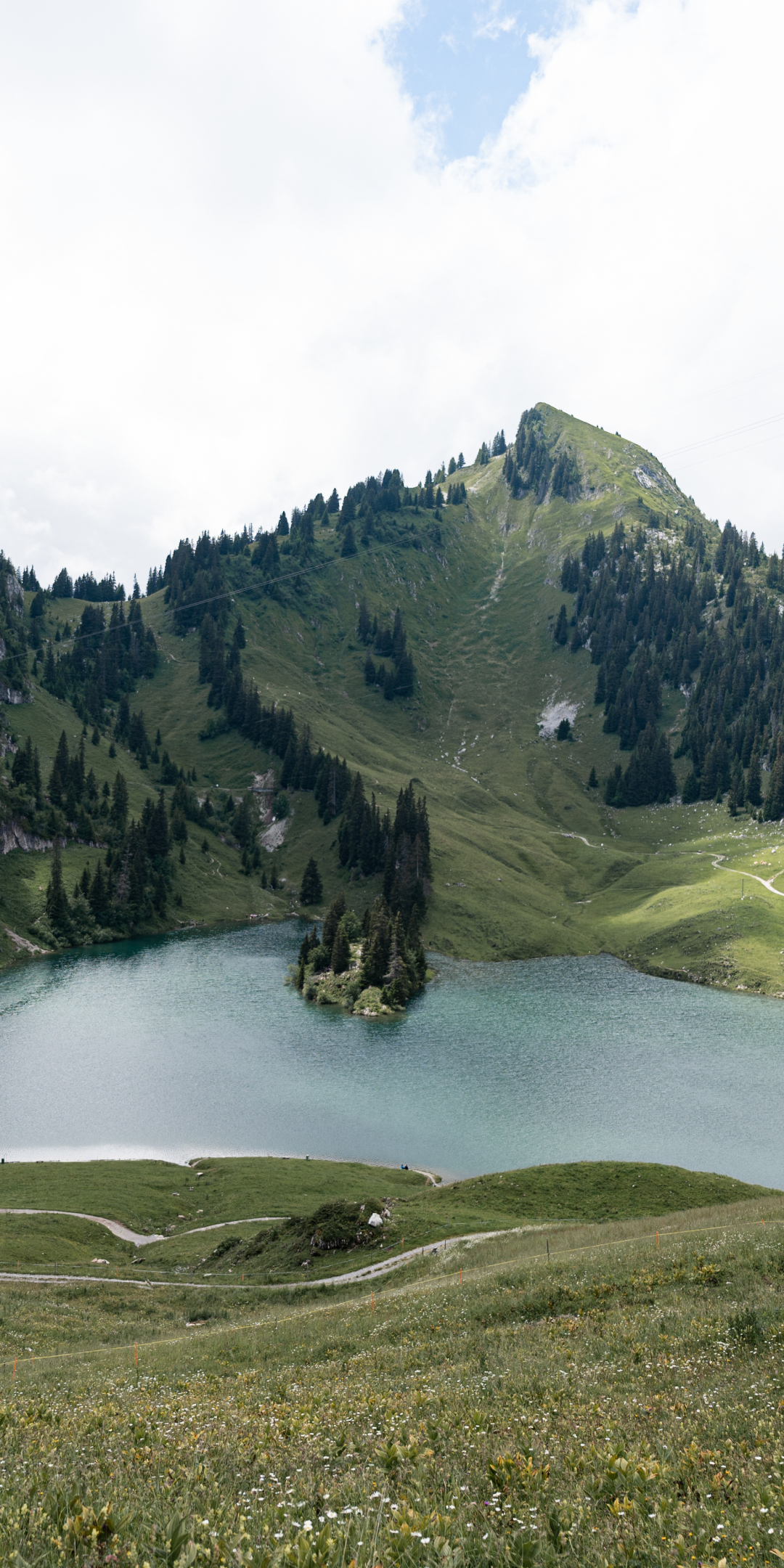 Mountain, upside lake, sunny day, nature, 1080x2160 wallpaper