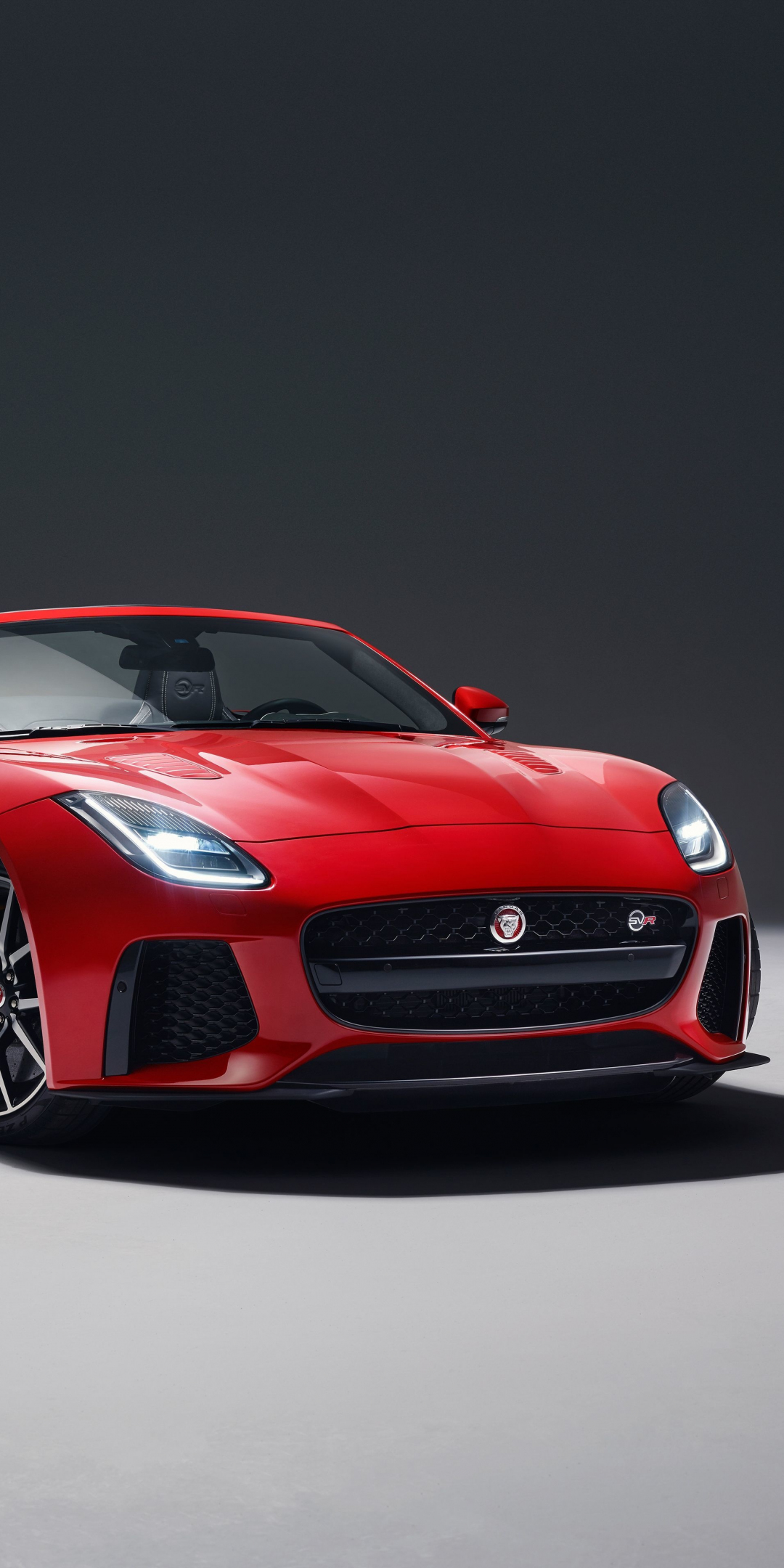 2018, Jaguar F-TYPE SVR, red, front, 1080x2160 wallpaper