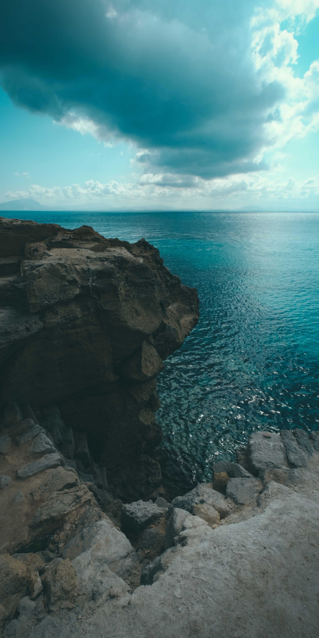 Cliff, coast, sea, nature, 1080x2160 wallpaper