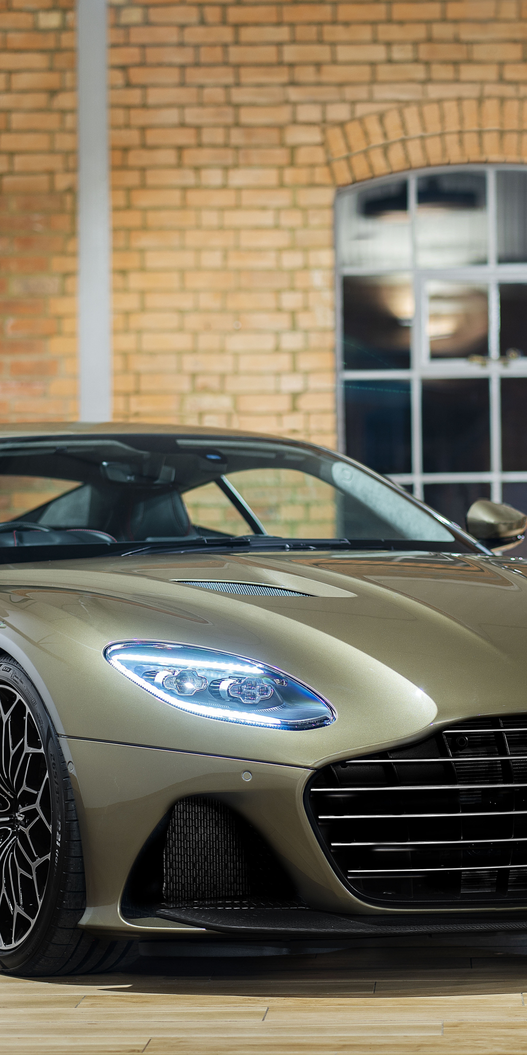 Luxury car, Aston Martin DBS Superleggera, luxurious green, 1080x2160 wallpaper