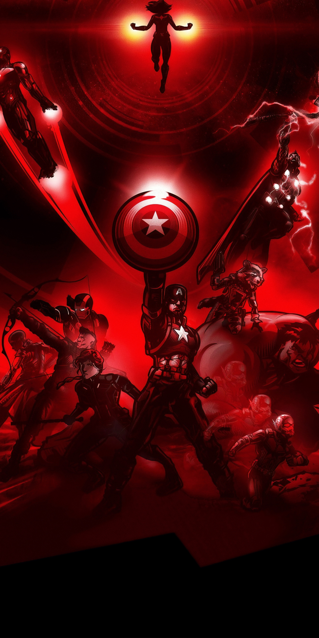 Avengers: Endgame, Marvel superheroes, red, 1080x2160 wallpaper