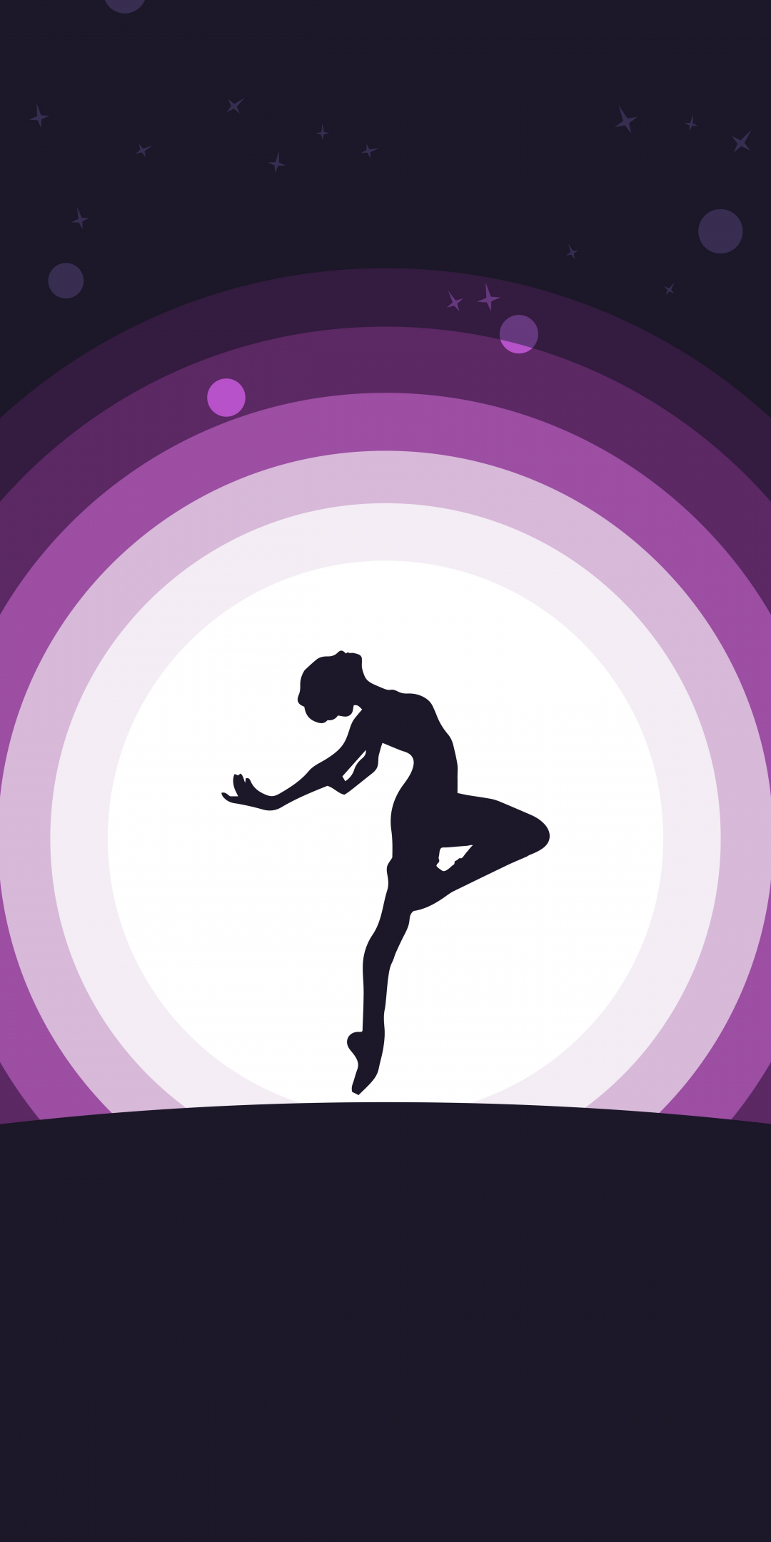 Woman, dance, moon, silhouette, digital art, 1080x2160 wallpaper