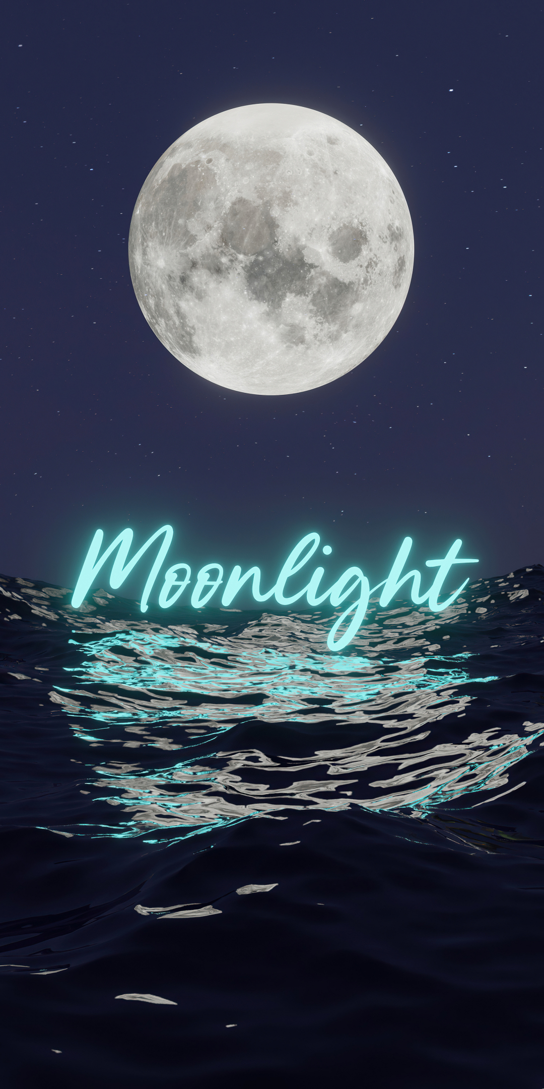 Moonlight Inscription, seascape, moon, 1080x2160 wallpaper