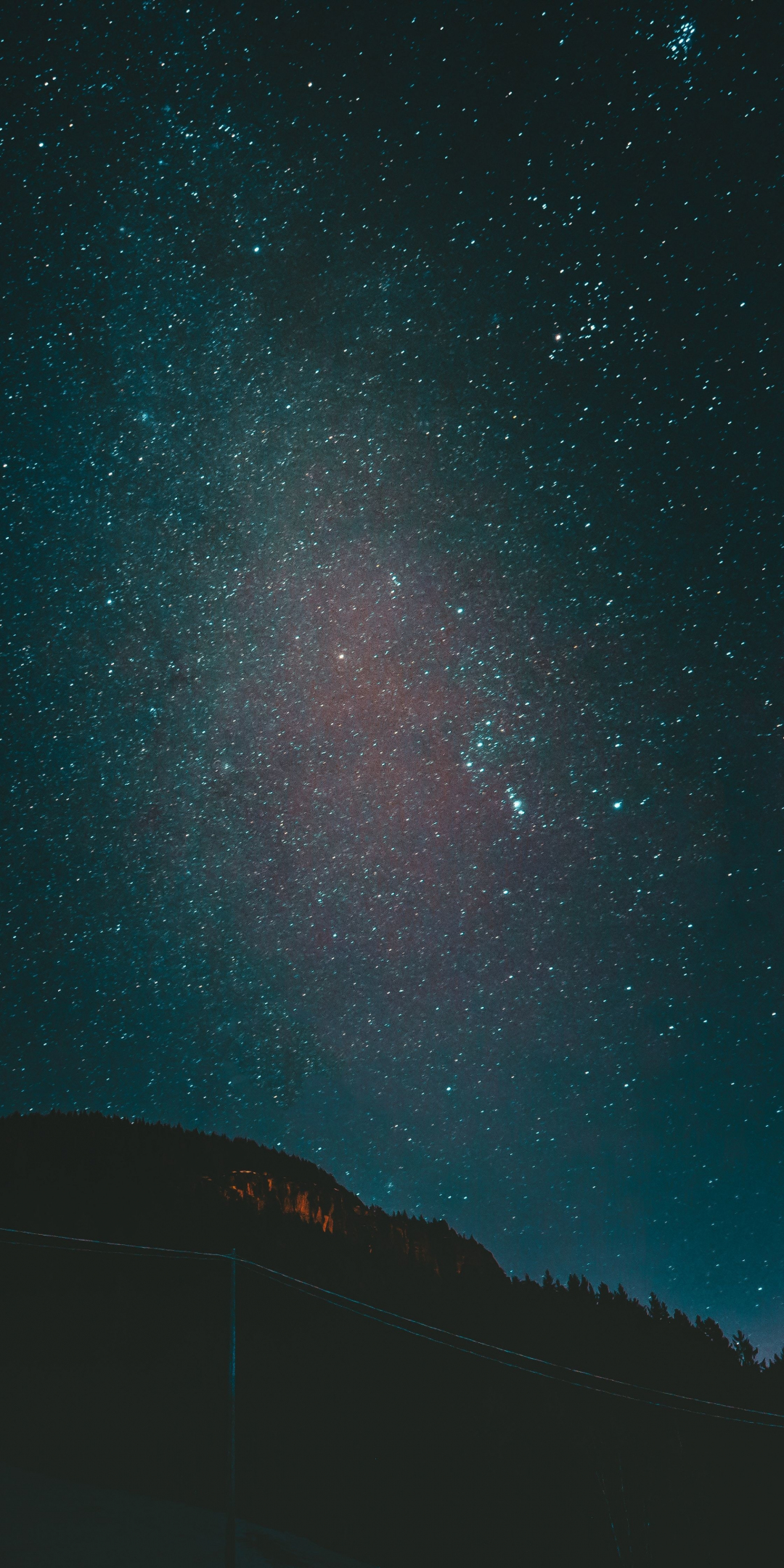 Silhouette, starry & dark sky, nature, 1080x2160 wallpaper
