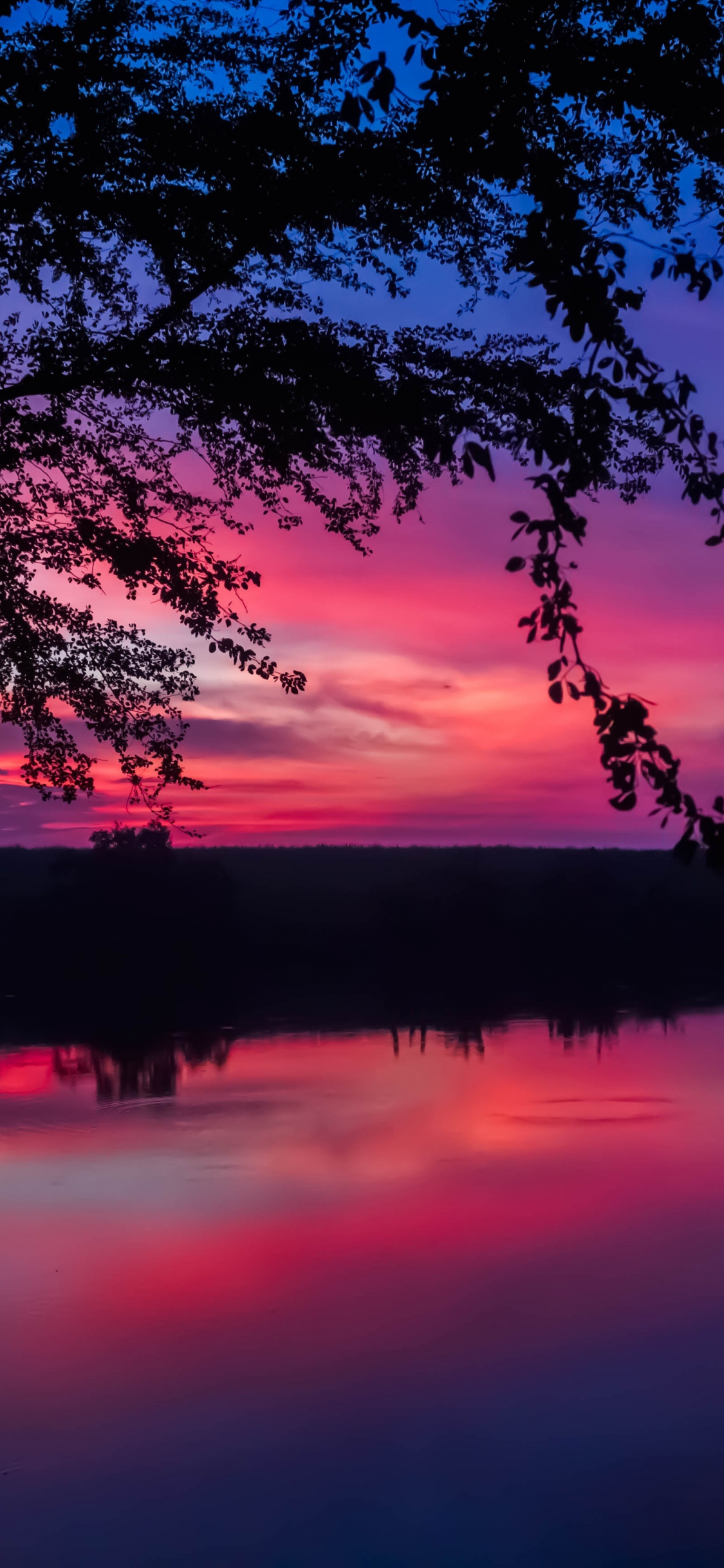 Download 1125x2436 Wallpaper Twilight Sunset Colorful Sky Lake