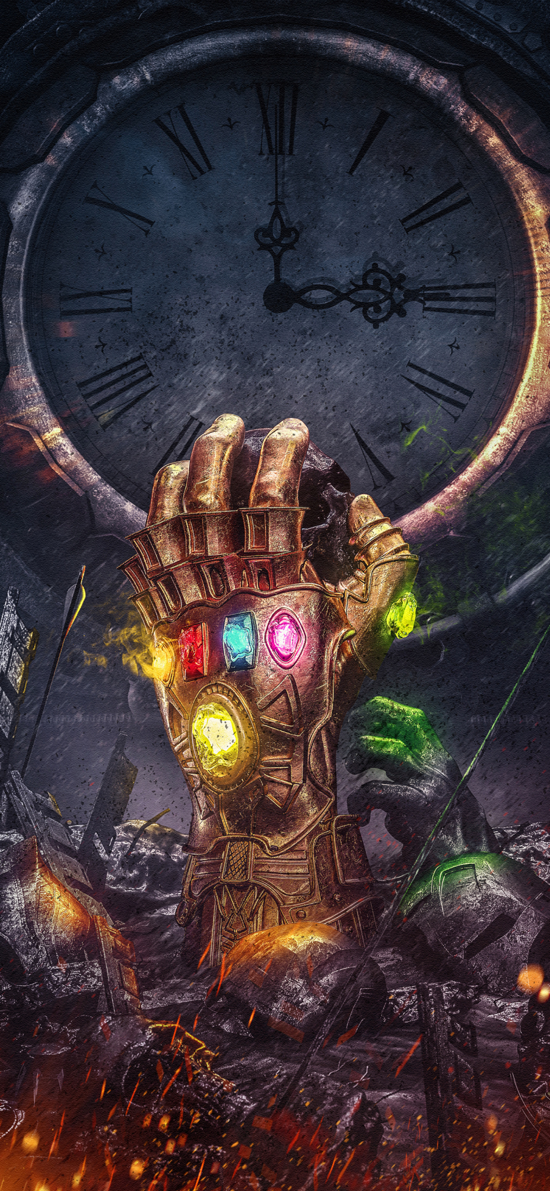 Download 1125x2436 Wallpaper Infinity Gauntlet Thanos Infinity Stones Fantasy Artwork Iphone X 1125x2436 Hd Image Background 100