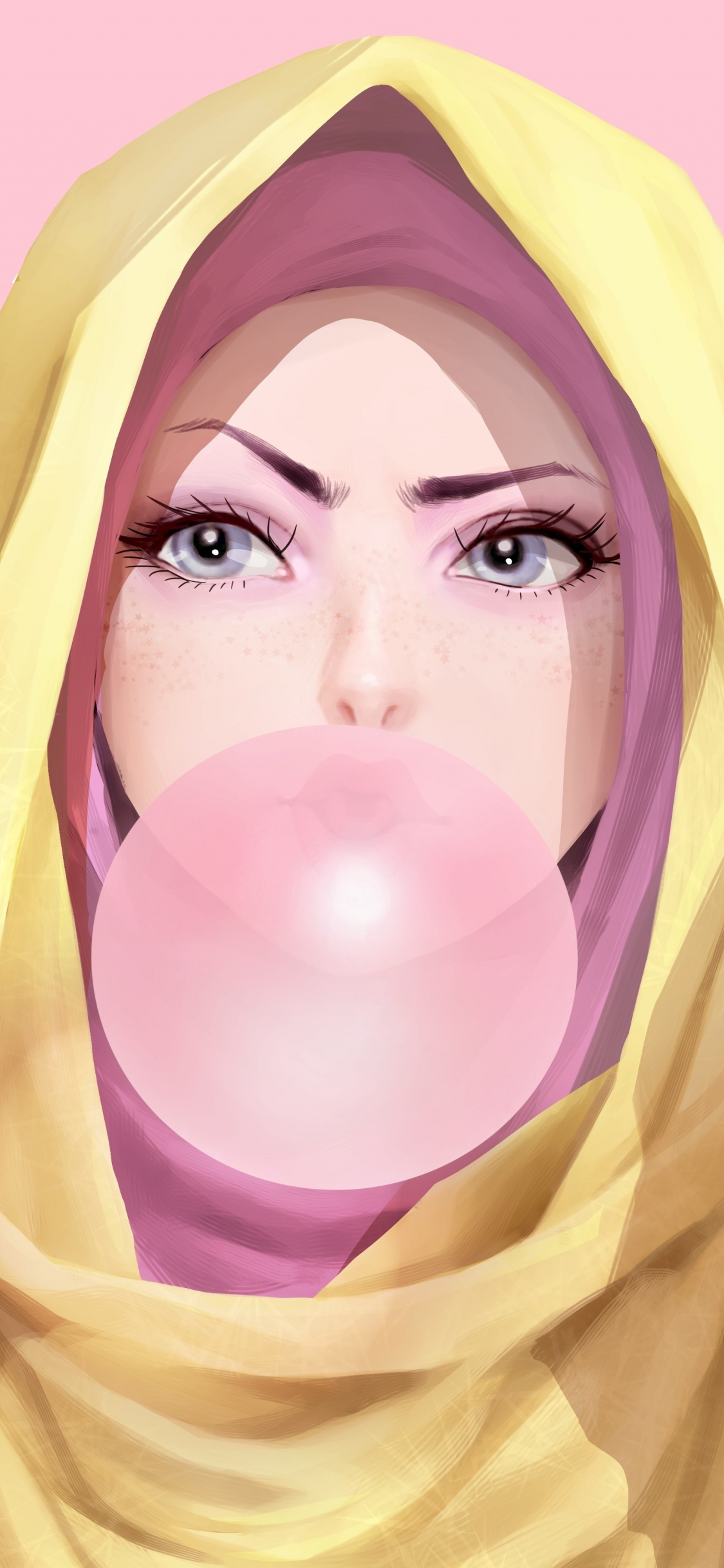 Download 1125x2436 Wallpaper Girl In Hood Bubble Gum Original