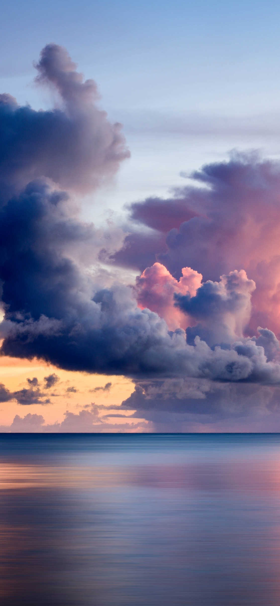 Download wallpaper 1125x2436 nature, clouds over the sea, body of water ...