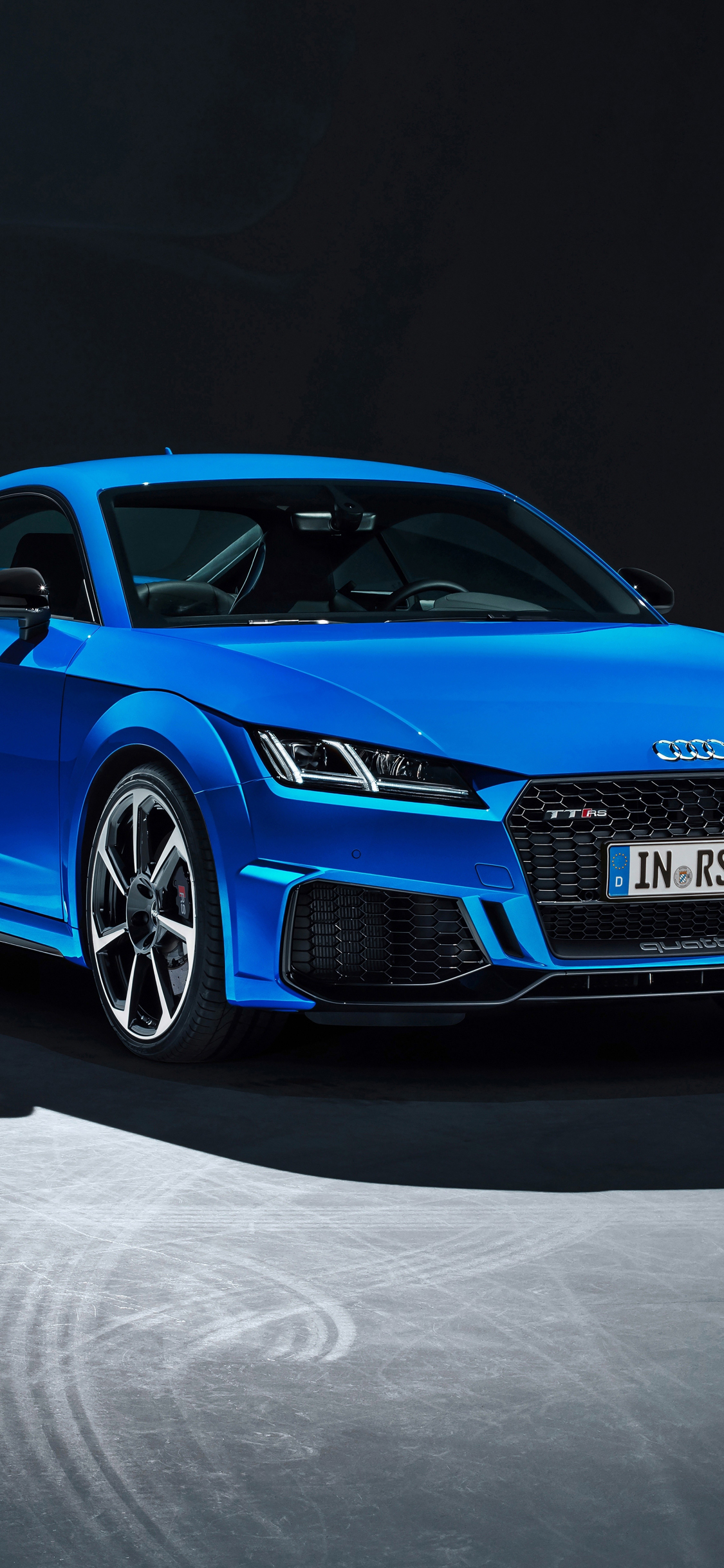 Download wallpaper 1125x2436 audi tt-rs coupe, blue, sports car, iphone x,  1125x2436 hd background, 19005