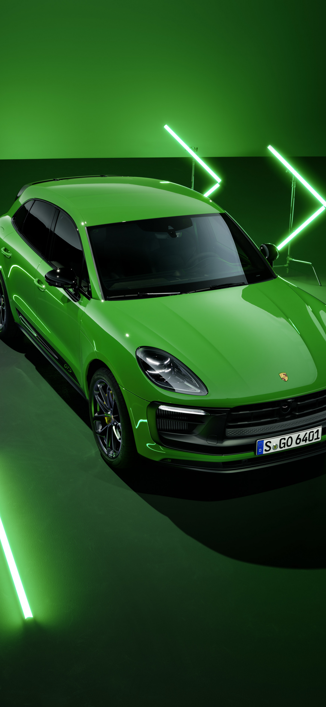 Download wallpaper 1125x2436 green car, porsche macan, 2021, iphone x ...