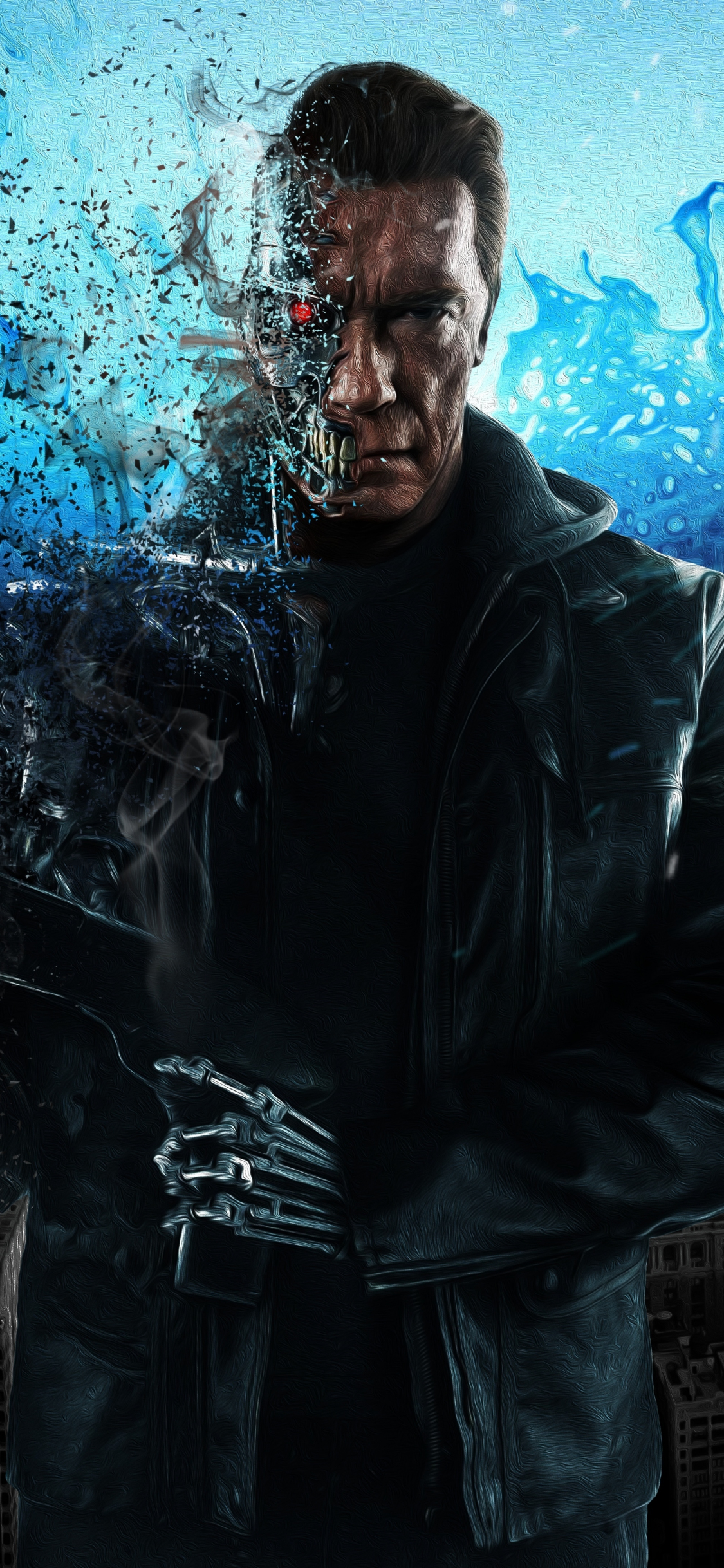 Download wallpaper 1125x2436 movie, the terminator, arnold, art, iphone x,  1125x2436 hd background, 26539