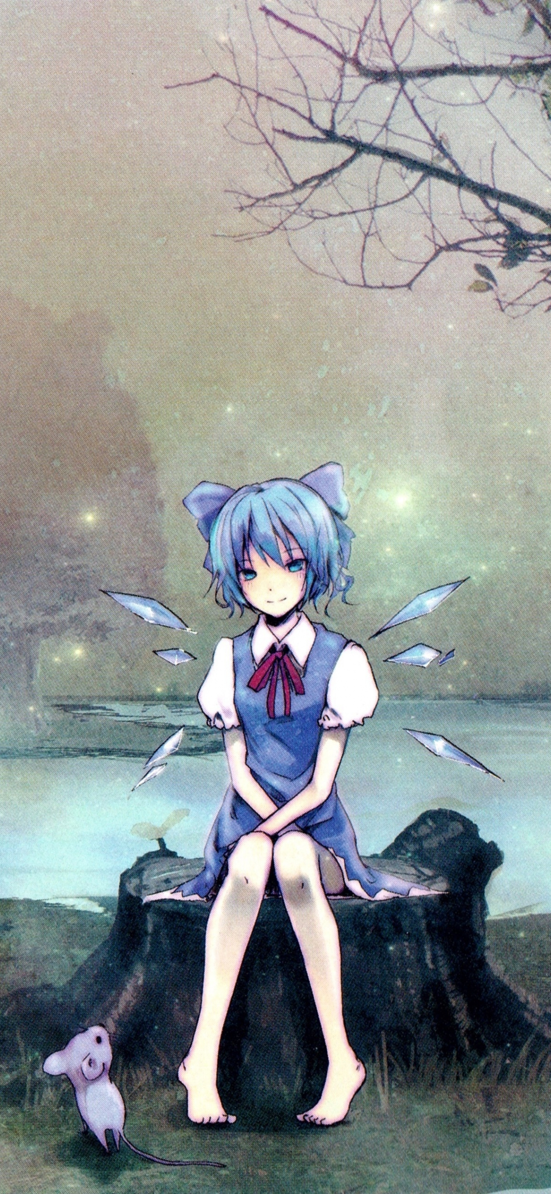 Download Cirno Touhou Anime Girl Sit Outdoor 1125x2436 Wallpaper Iphone X 1125x2436 Hd Image Background 7048