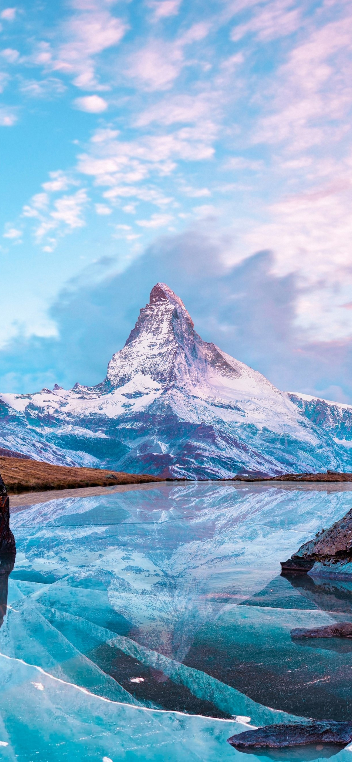 Download Matterhorn Mountains Nature Frozen Lake Reflection Winter 1125x2436 Wallpaper Iphone X 1125x2436 Hd Image Background 20847