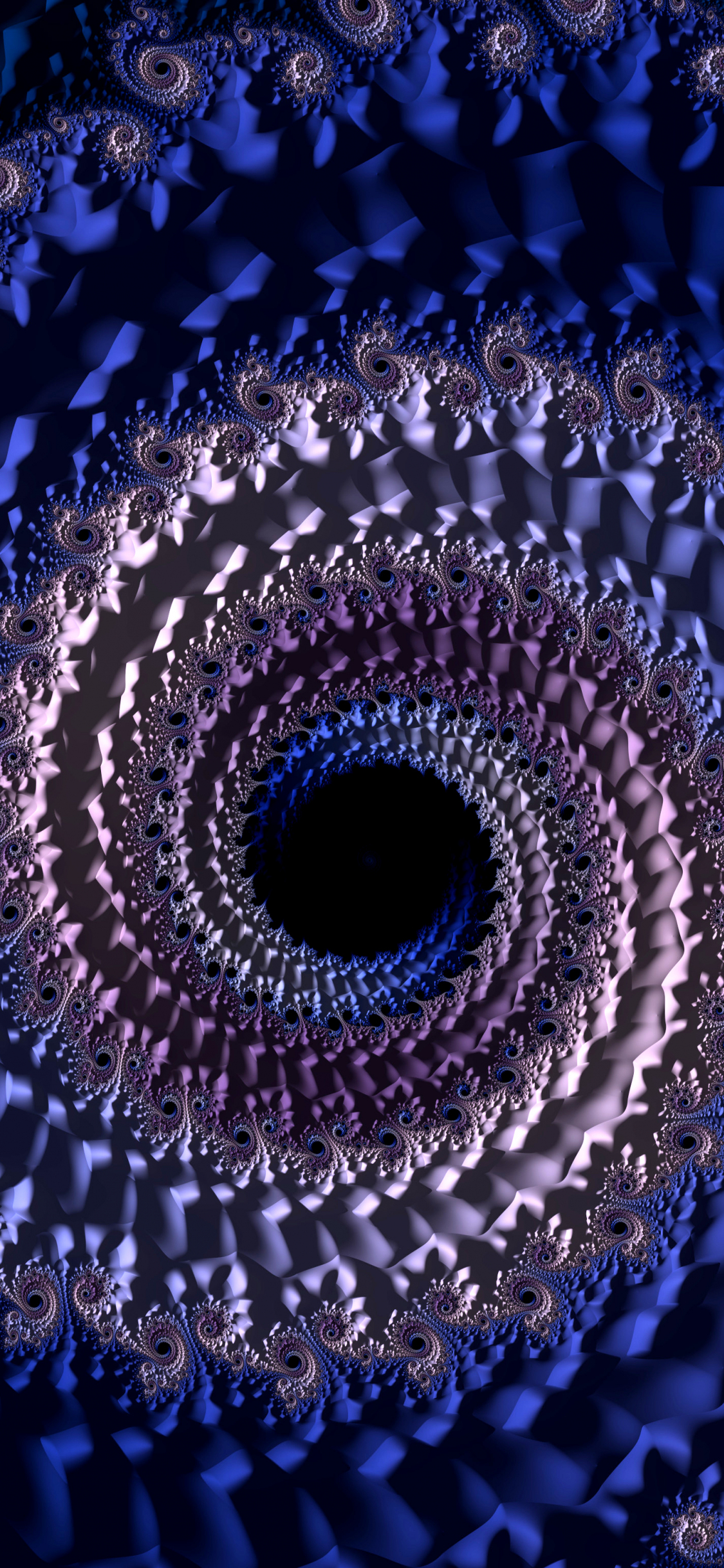 Download wallpaper 1125x2436 blue fractal, vortex, swirling, 3d, iphone x,  1125x2436 hd background, 22579