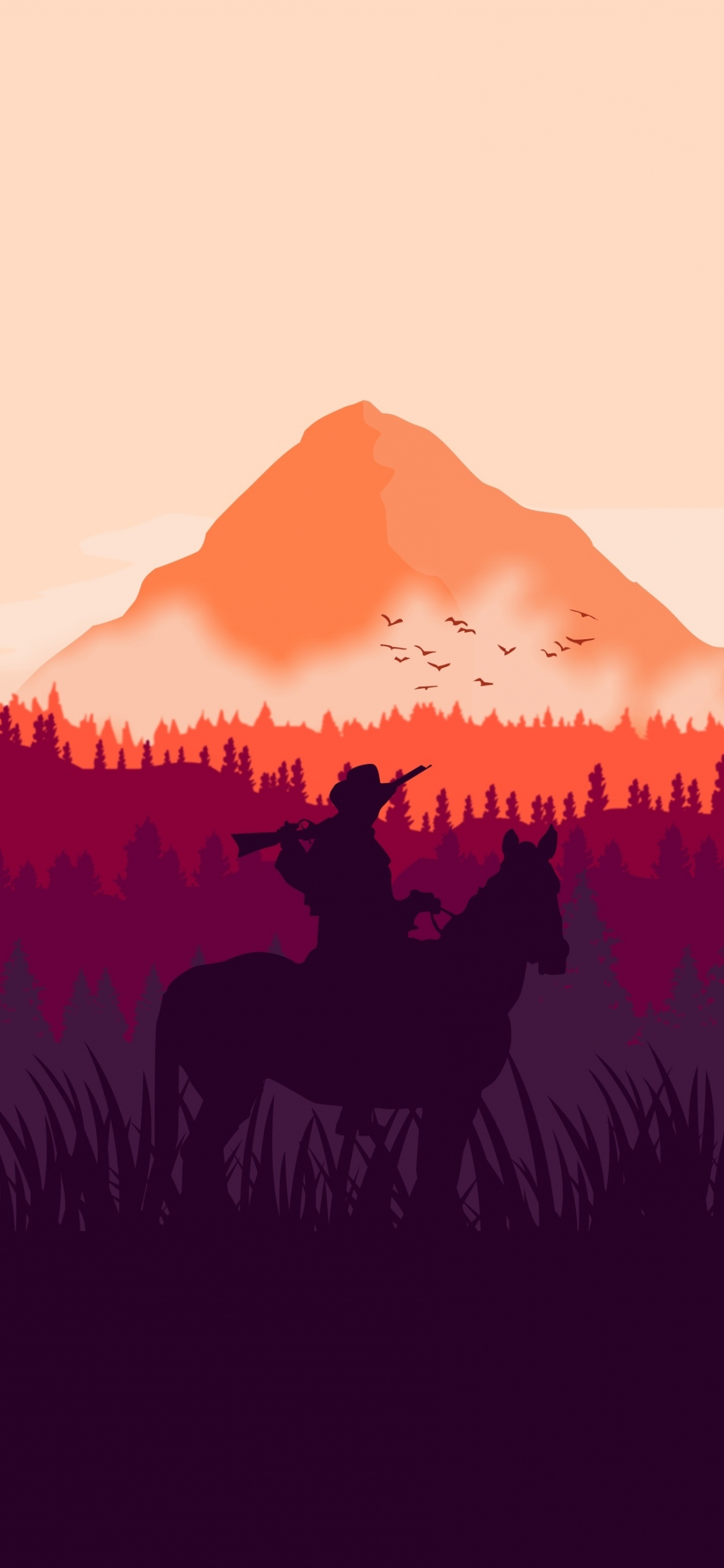 Download 1125x2436 Wallpaper Red Dead Redemption 2 Horse