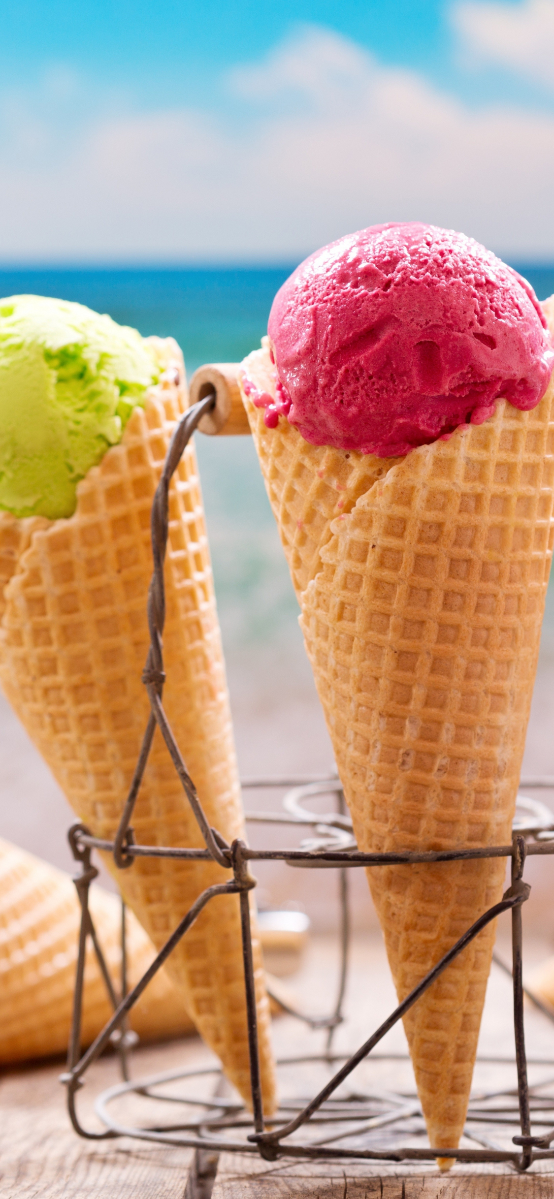 Download 1125x2436 wallpaper ice cream, waffle cones, summer, iphone x 1125x2436 hd image, background, 5114
