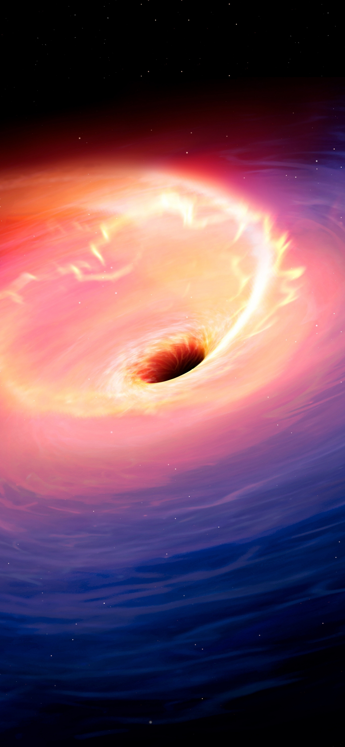 Black hole, space, clouds, swirl, art, 1125x2436 wallpaper