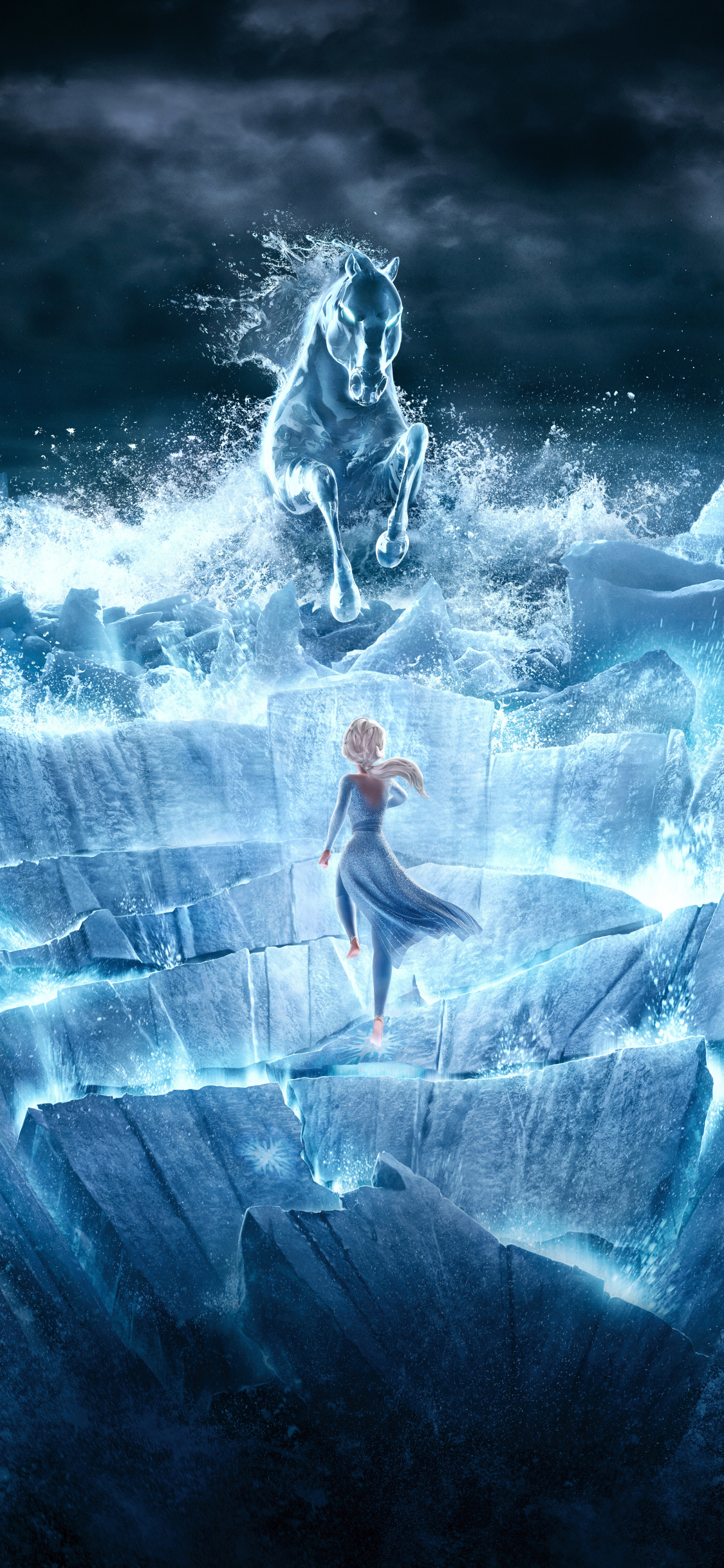 Frozen movie, snow horse, sea ride, 1125x2436 wallpaper
