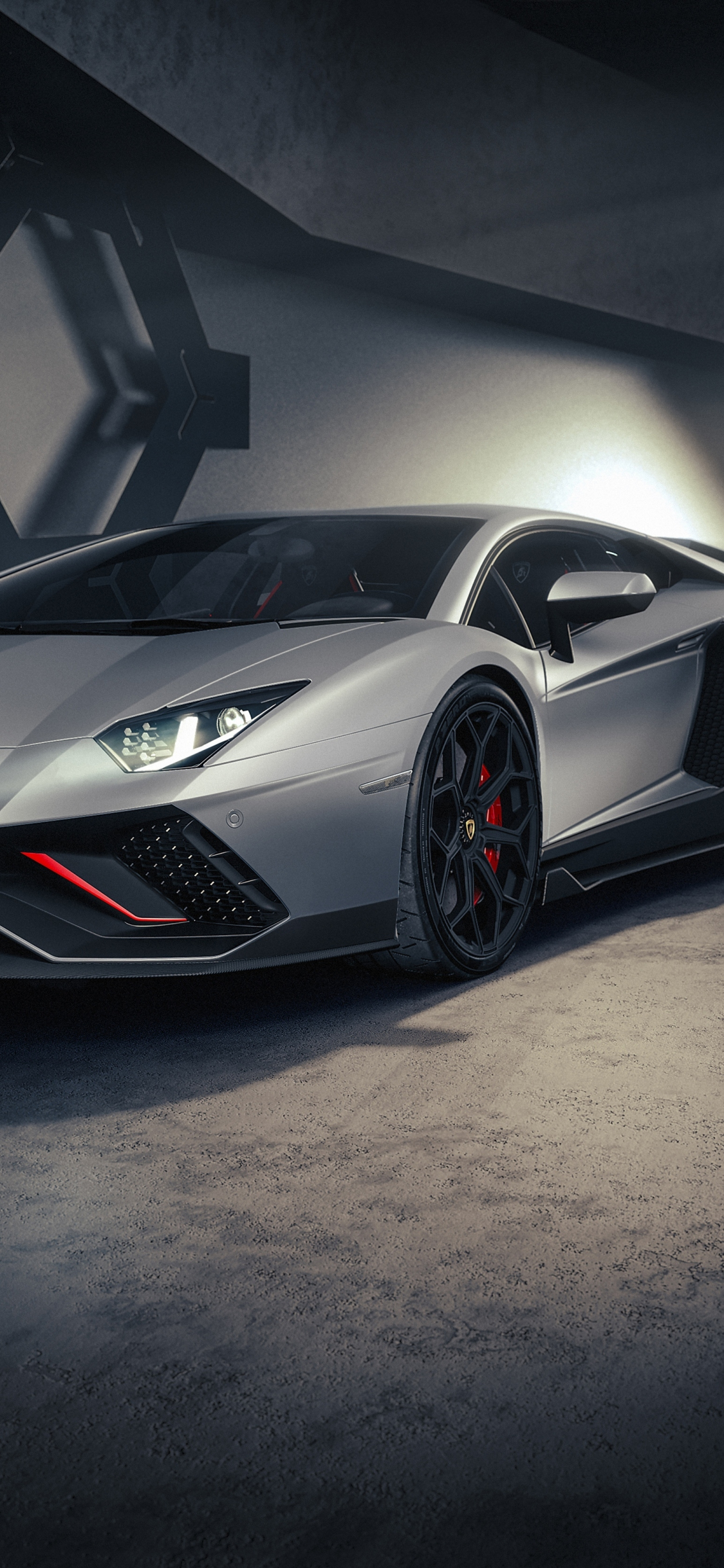 Download wallpaper 1125x2436 gray car, 2022 lamborghini aventador lp ...