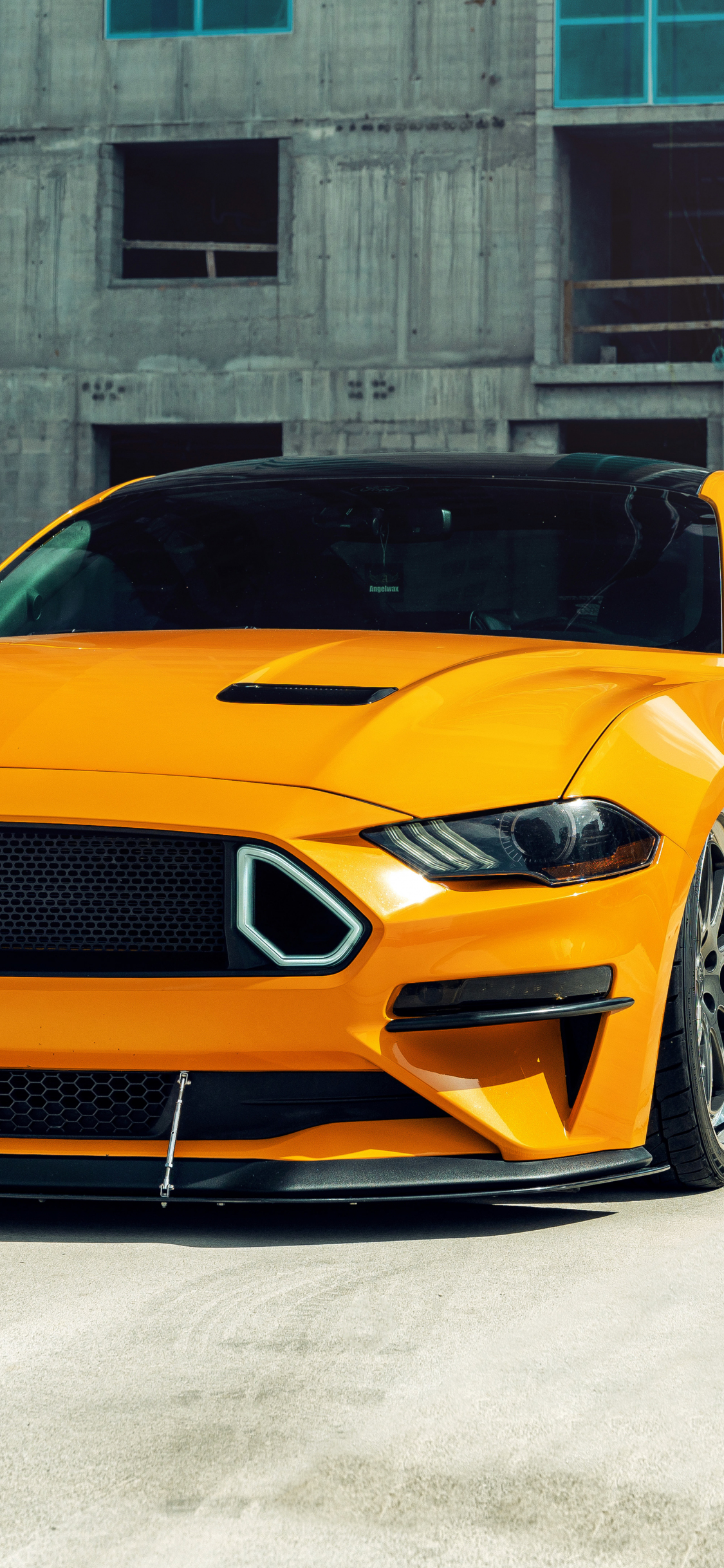 Yellow Ford Mustang GT, 2020, 1125x2436 wallpaper