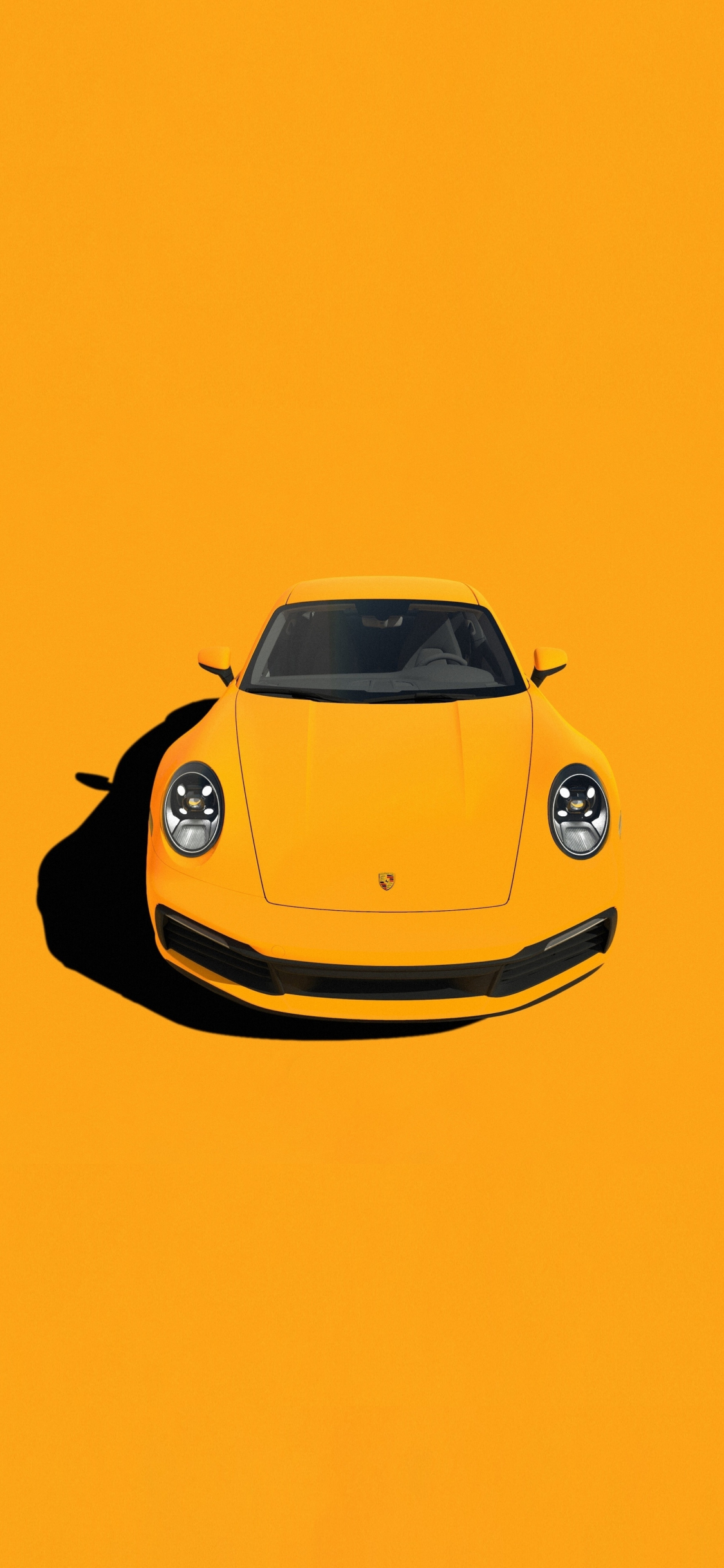 Download wallpaper 1125x2436 porsche 911, yellow sportcar, minimal ...