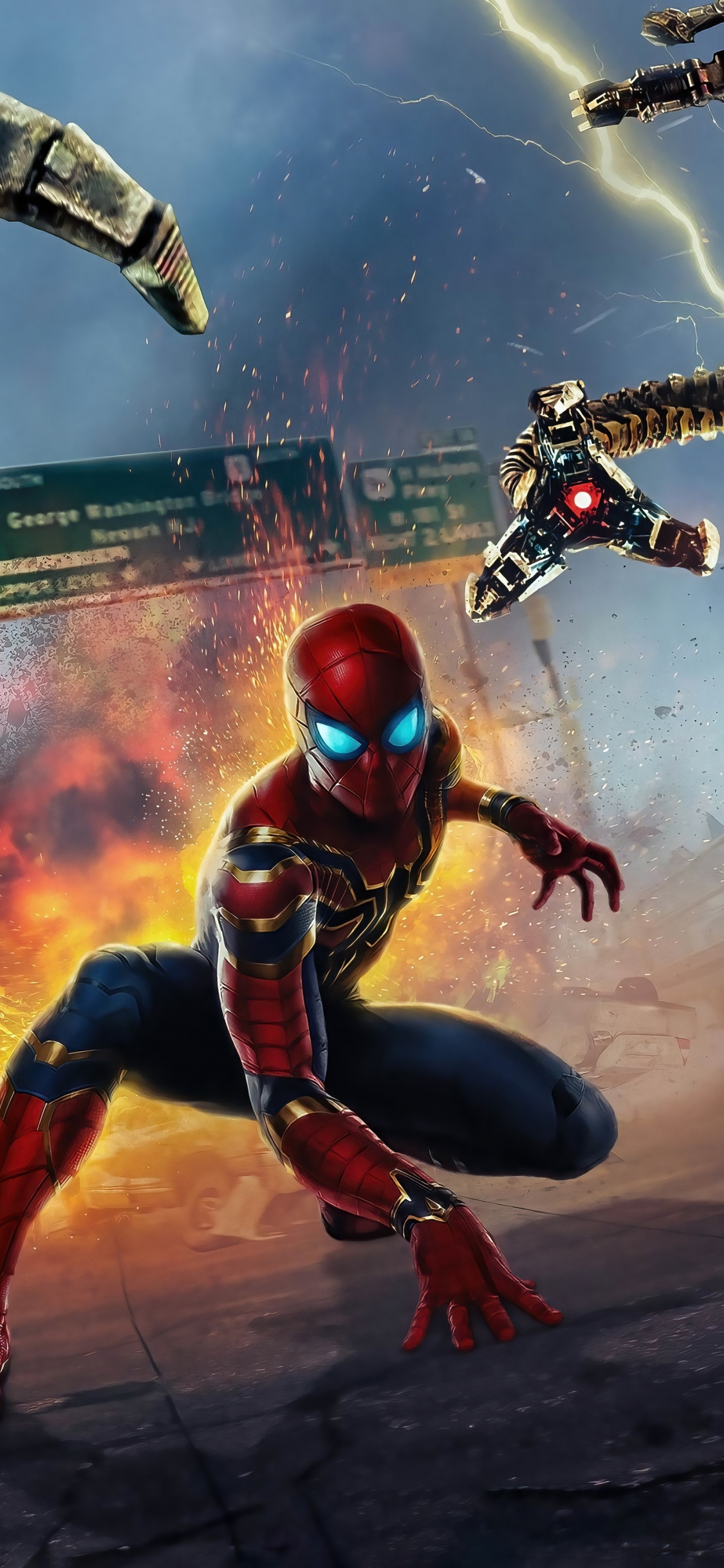 Download wallpaper 1125x2436 spider-man: no way home, movie poster, new suit,  iphone x, 1125x2436 hd background, 27861