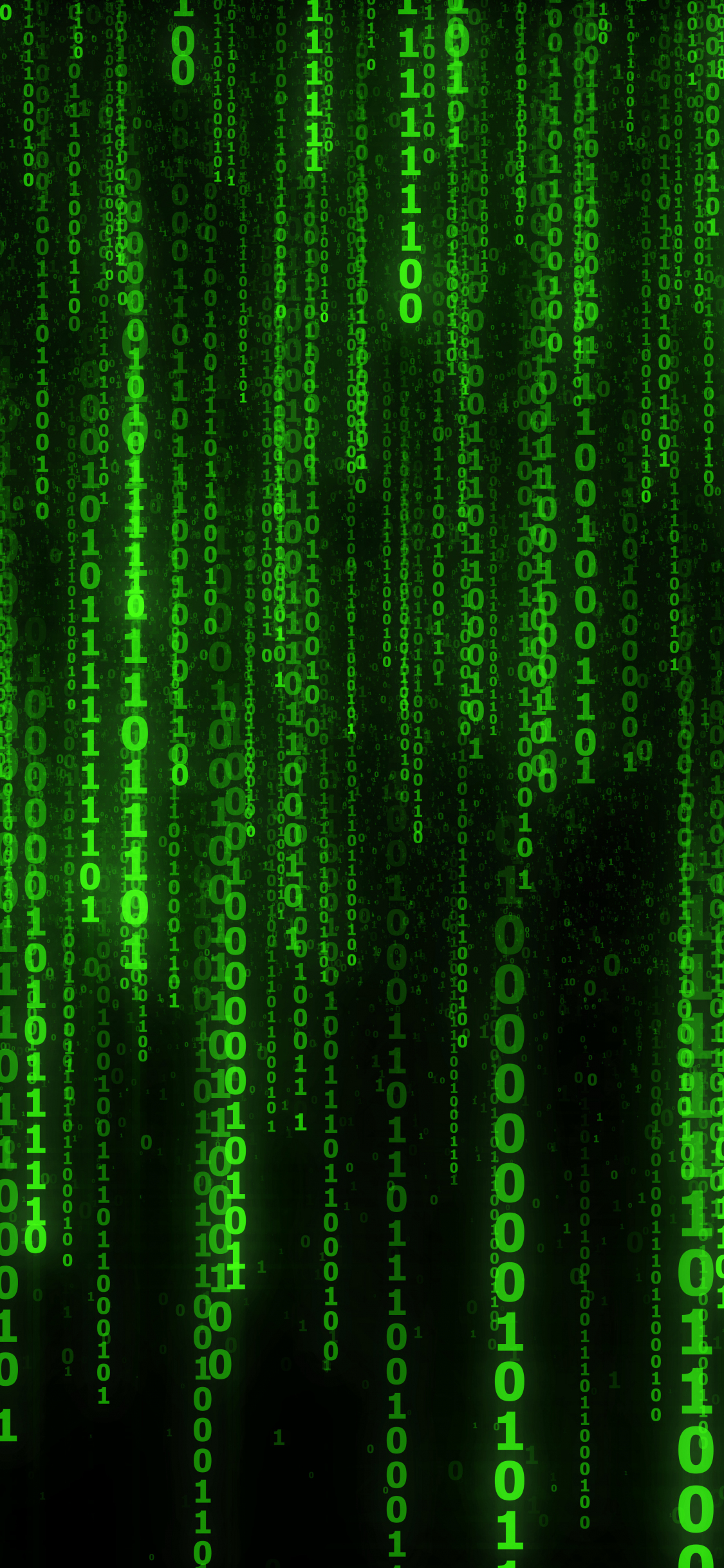 Matrix code, numbers, green, 1125x2436 wallpaper