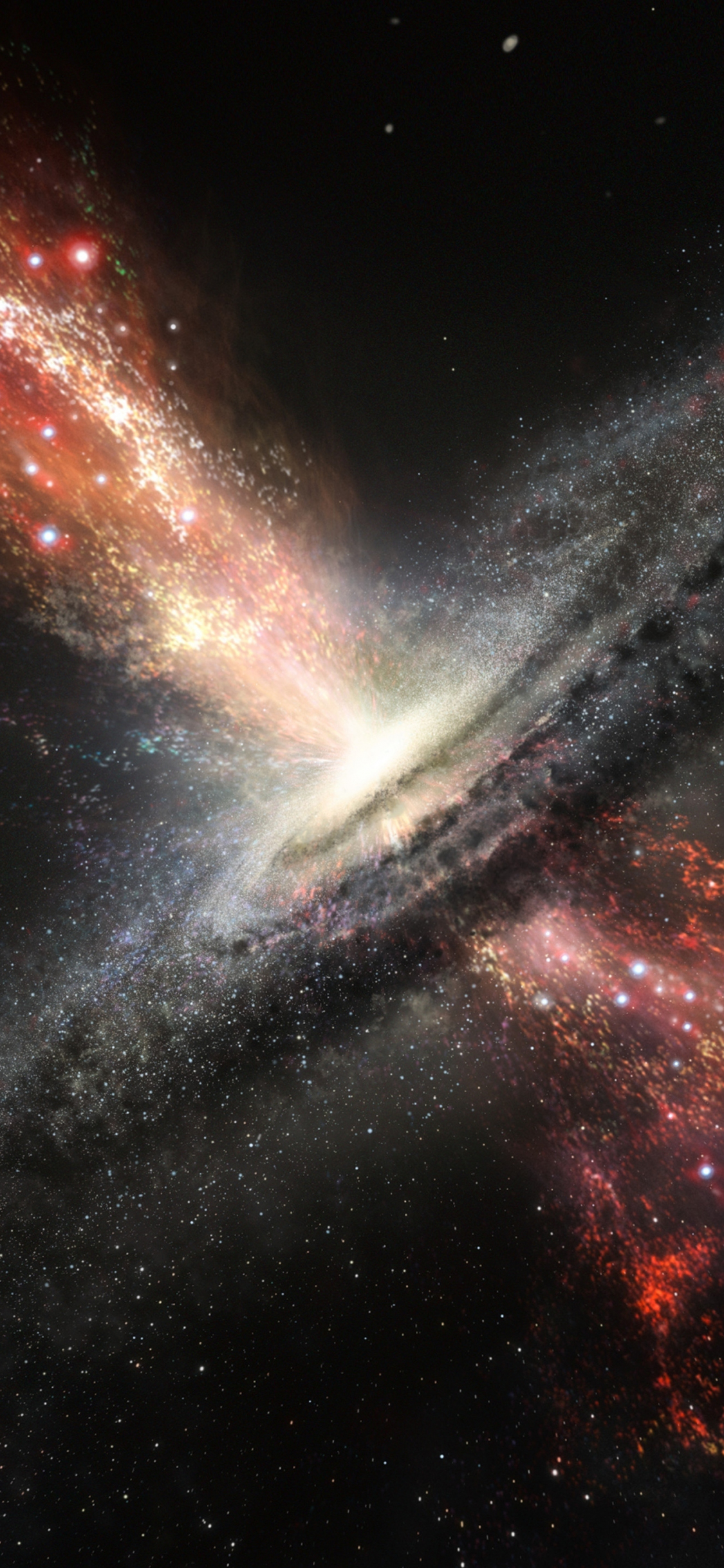 Download wallpaper 1125x2436 supermassive black hole, explosion, space ...