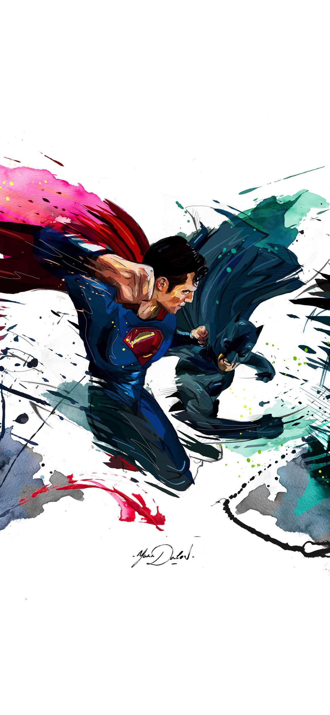 Batman vs superman, 4k, sketch artwork, 1125x2436 wallpaper