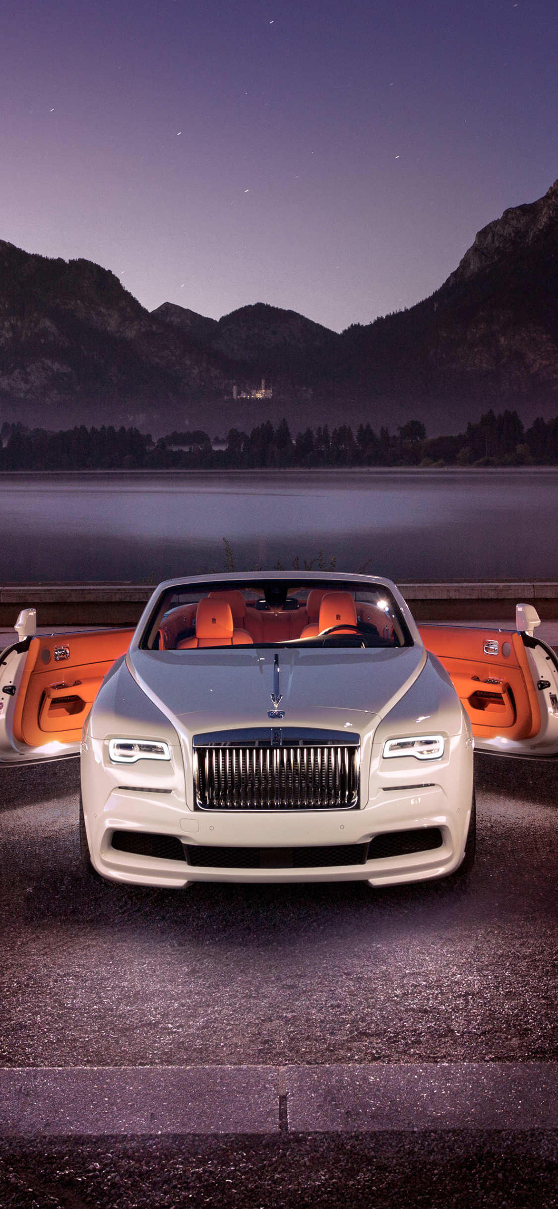 Download wallpaper 1125x2436 white, rolls-royce dawn, front, 2018, iphone  x, 1125x2436 hd background, 10046