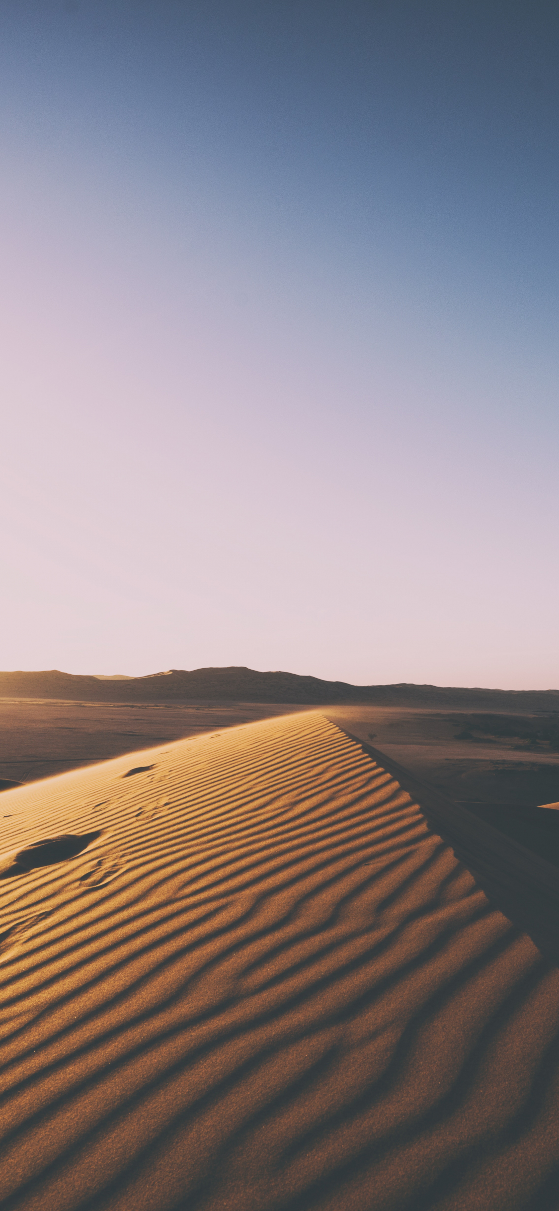 Download wallpaper 1125x2436 desert, sunset, clean skyline, sand, dunes,  iphone x, 1125x2436 hd background, 528