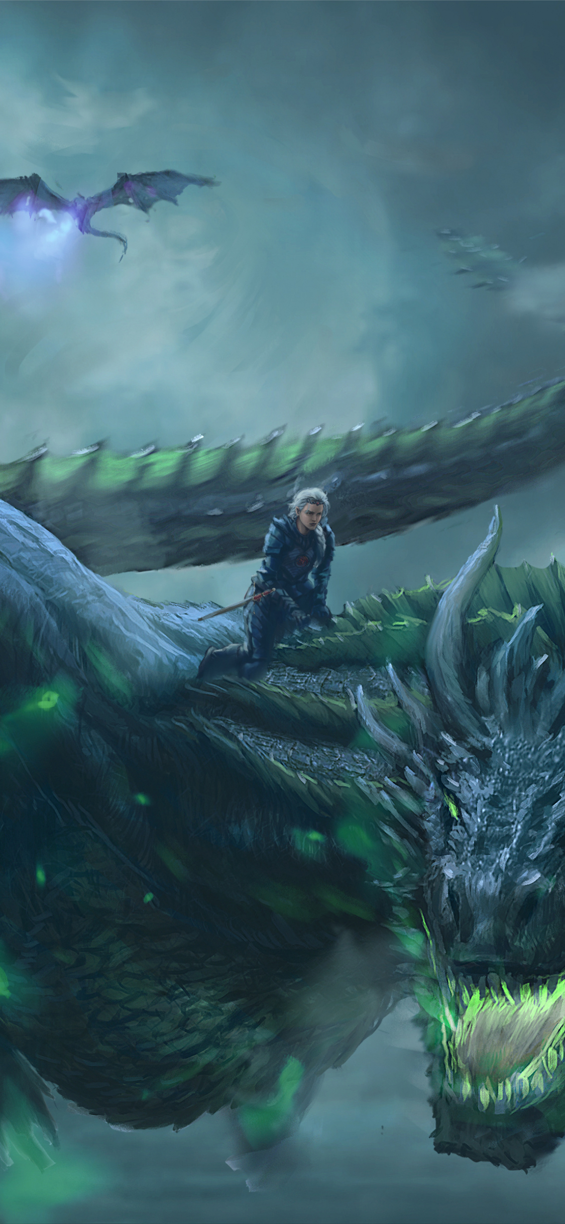 Download 1125x2436 Wallpaper Daenerys Targaryen Dragon Ride