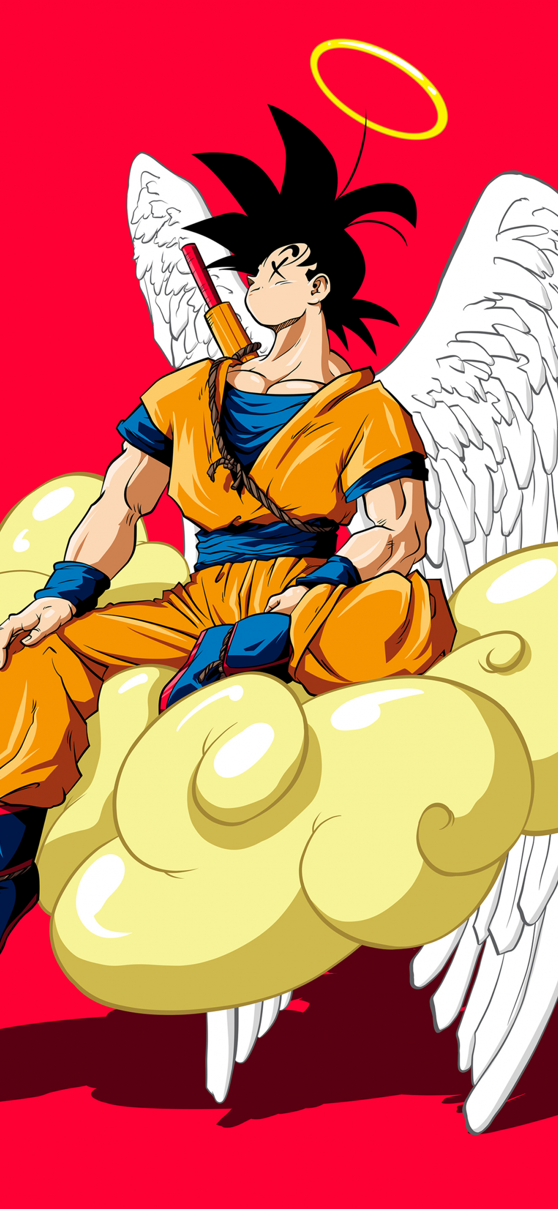 Angel son Goku, dragon ball, anime, fan art, 1125x2436 wallpaper