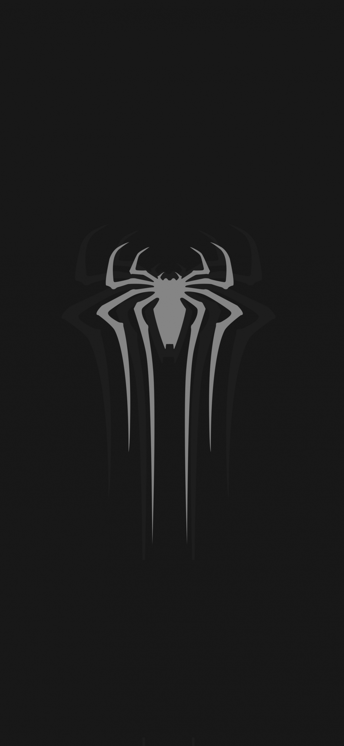 Download wallpaper 1125x2436 logo, gray, spider-man, minimal, dark, iphone  x, 1125x2436 hd background, 15218