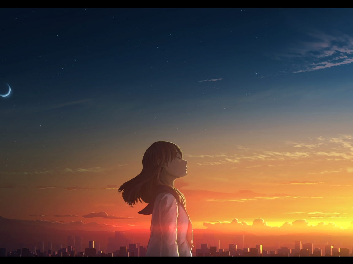 Download wallpaper 1152x864 girl, relaxed, outdoor, anime, standard 4:3 ...