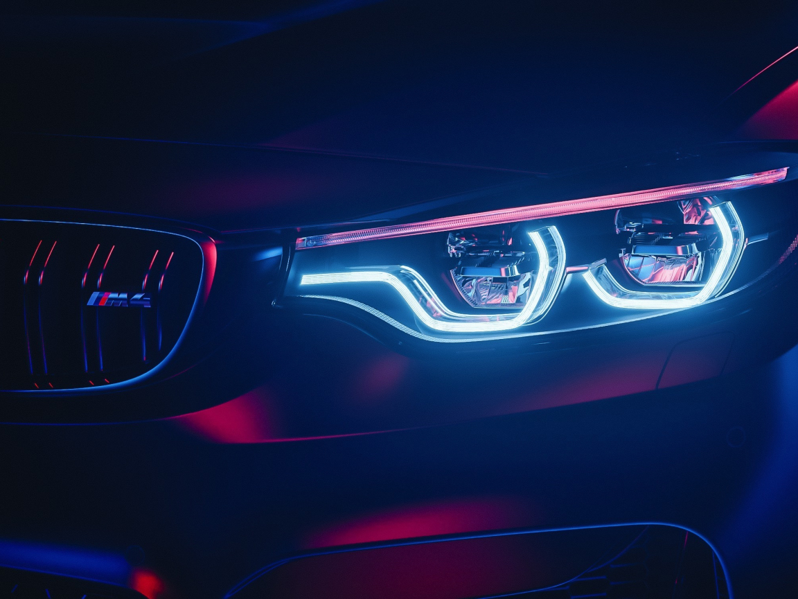 Download wallpaper 1152x864 bmw m4, headlight, sports car, standard 4:3 ...