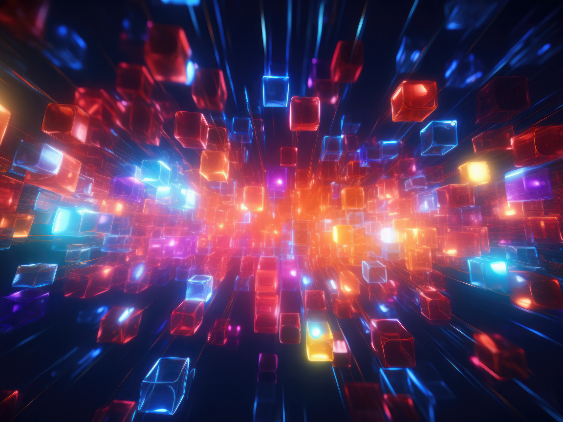 Abstract, lights cubes, colorful, 1152x864 wallpaper