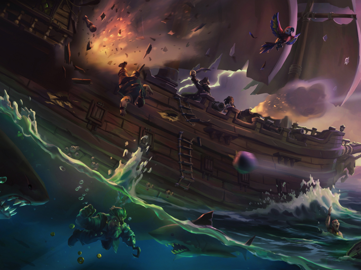 Sea of thieves, ship, pirates, video game, 1152x864 wallpaper