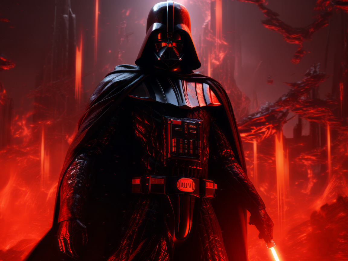 Download wallpaper 1152x864 red theme, darth vader, dangerous villain ...